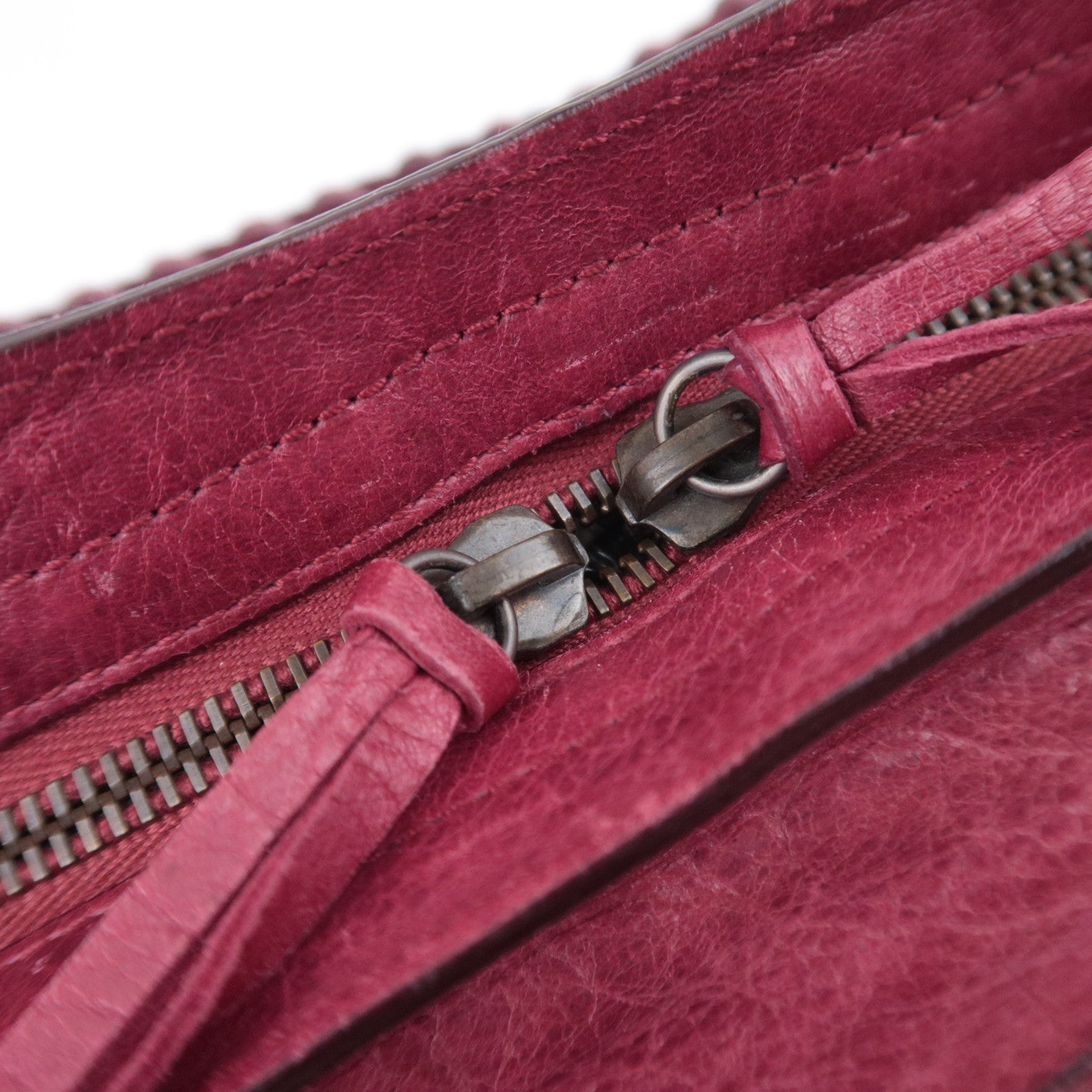 BALENCIAGA The City 2Way Leather Shoulder Bag Red 115748