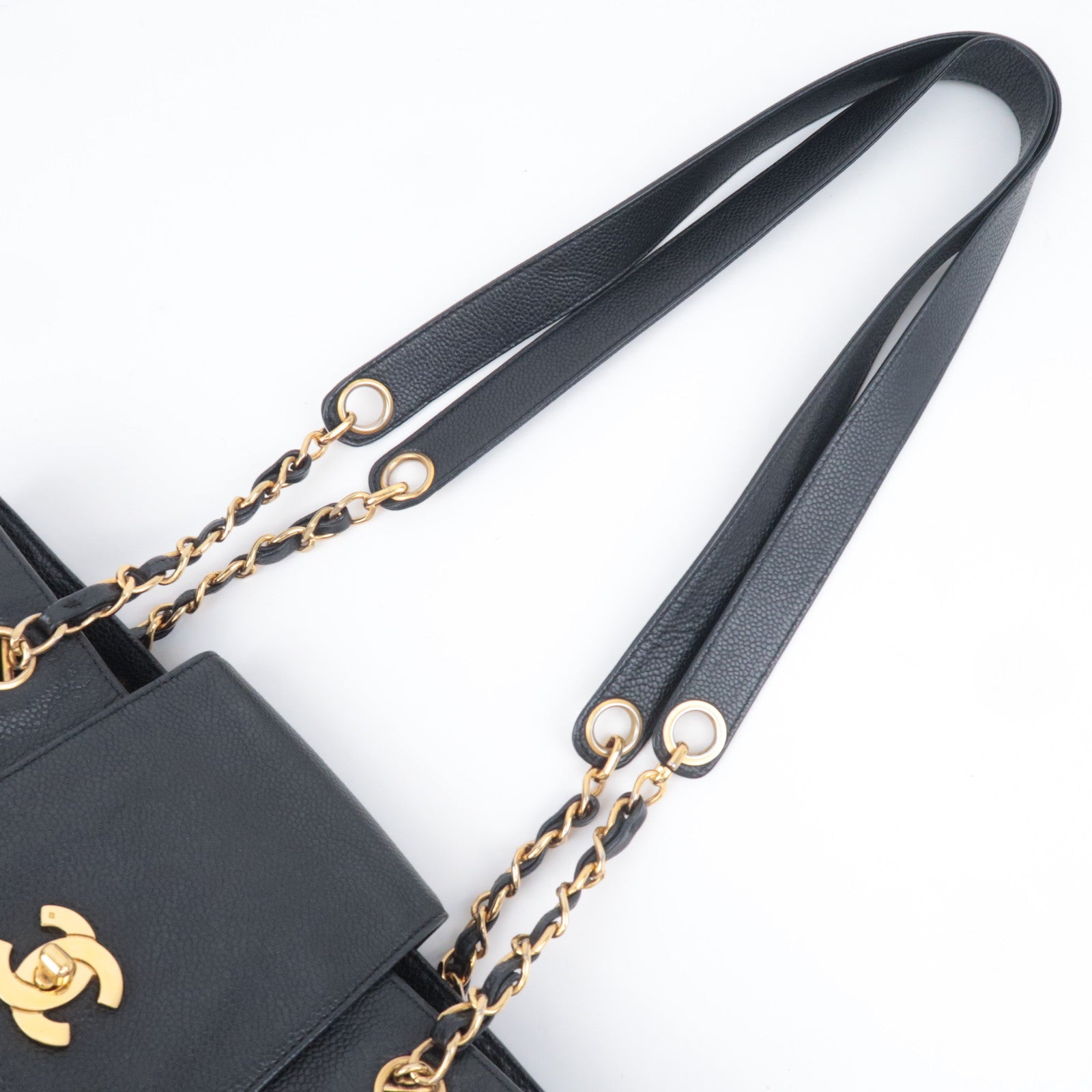 CHANEL Supermodel Medium Shoulder Bag Caviarskin Black Gold HDW