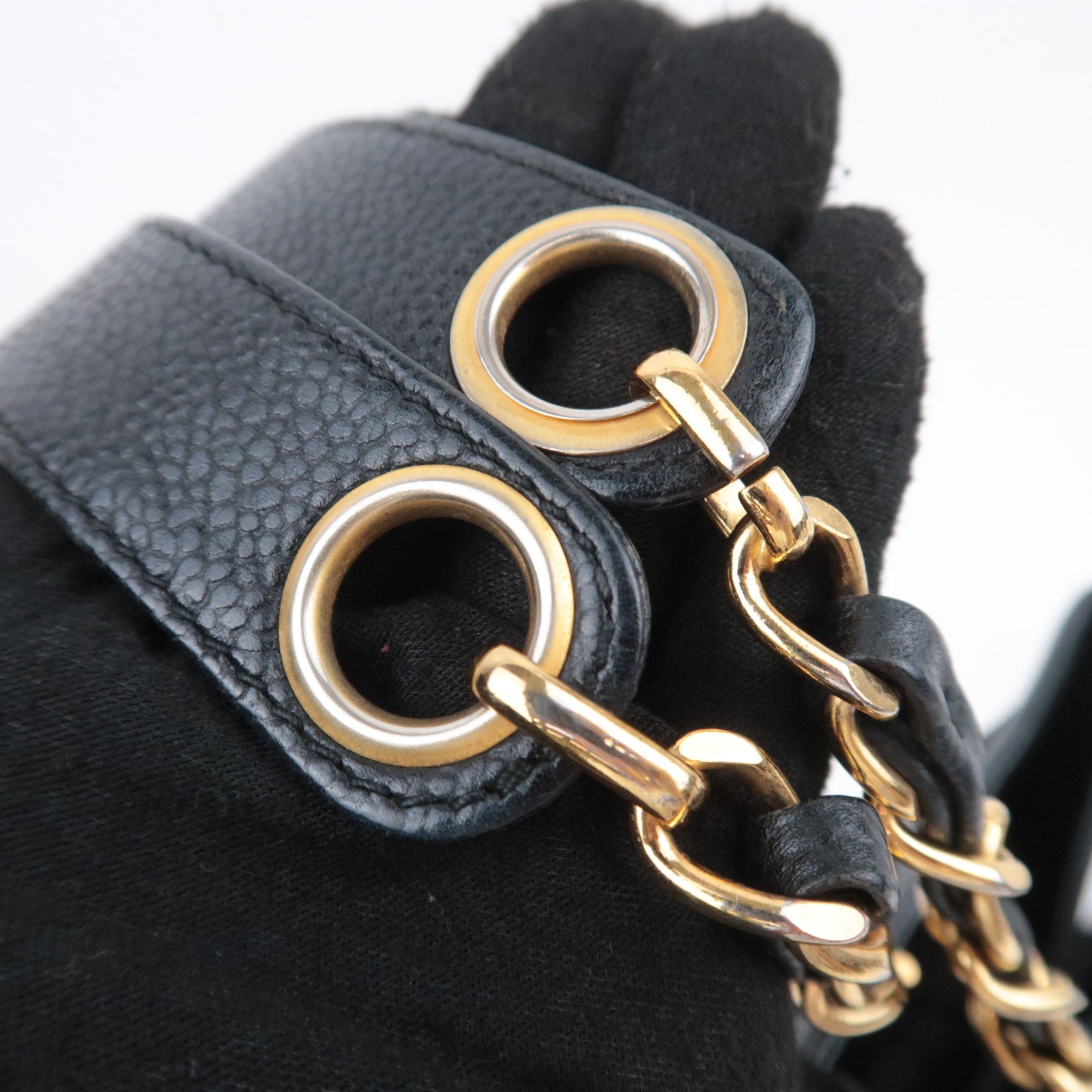 CHANEL Supermodel Medium Shoulder Bag Caviarskin Black Gold HDW