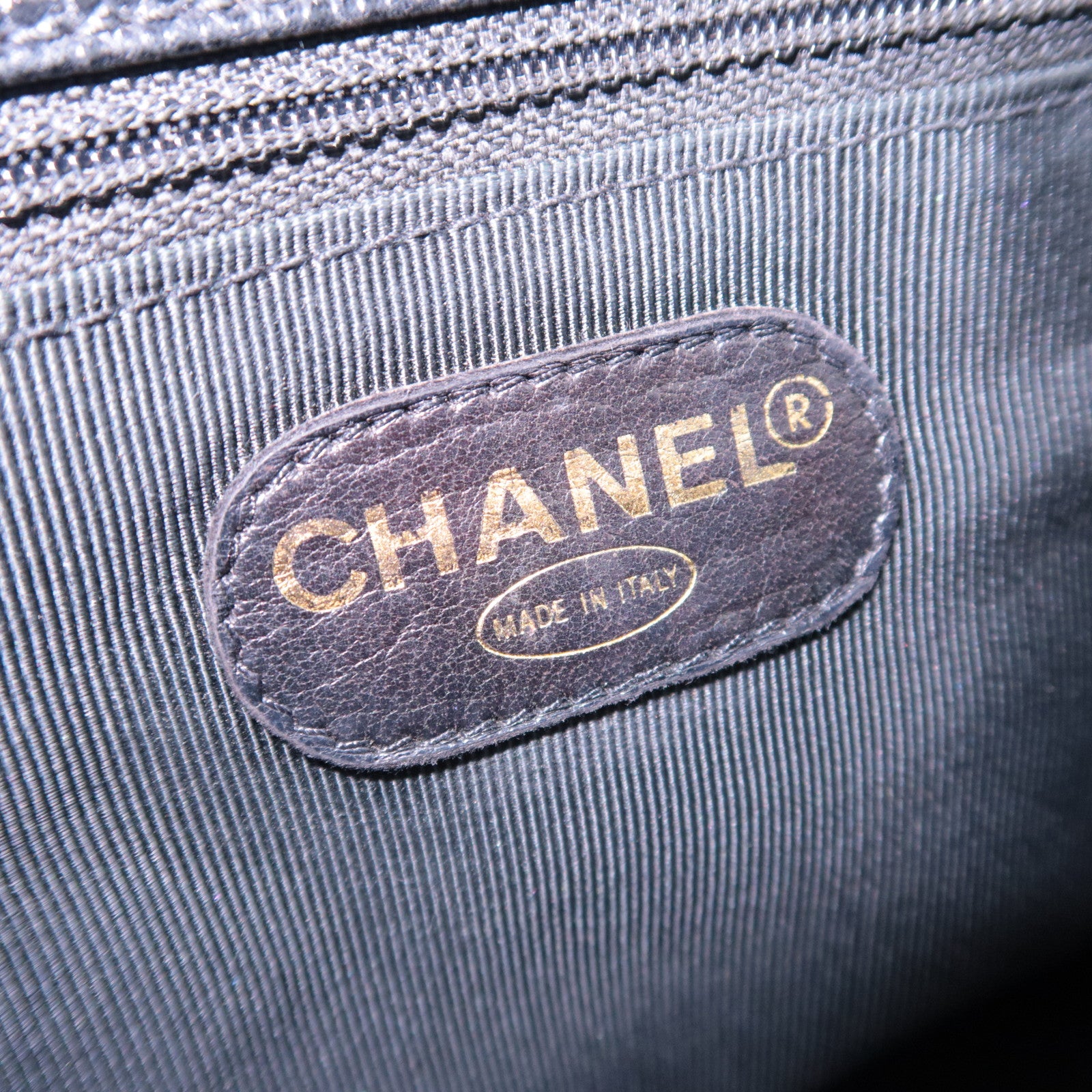 CHANEL Supermodel Medium Shoulder Bag Caviarskin Black Gold HDW