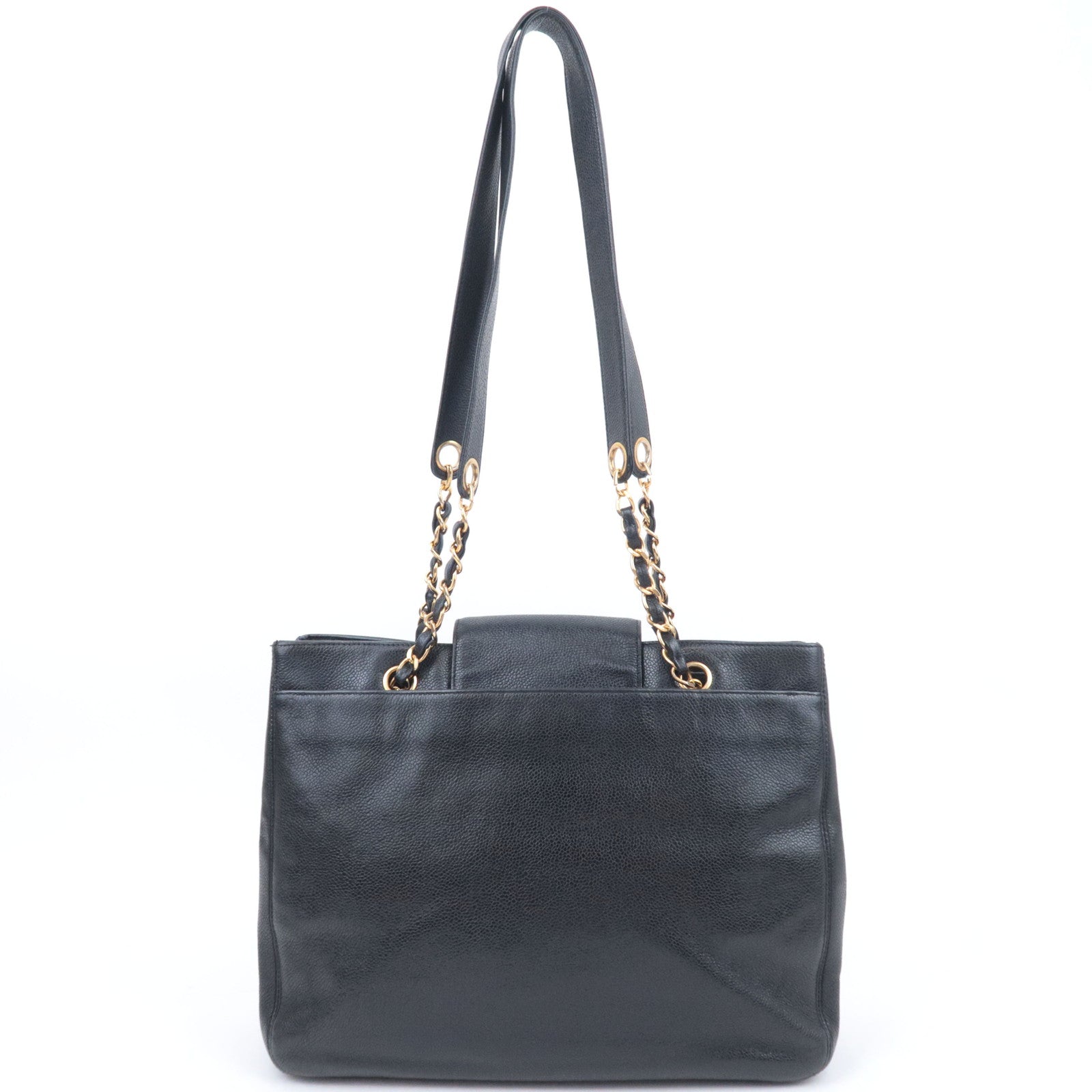 CHANEL Supermodel Medium Shoulder Bag Caviarskin Black Gold HDW
