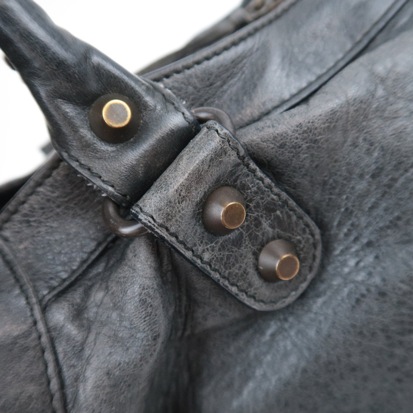 BALENCIAGA The City 2Way Leather Shoulder Bag Gray 115748