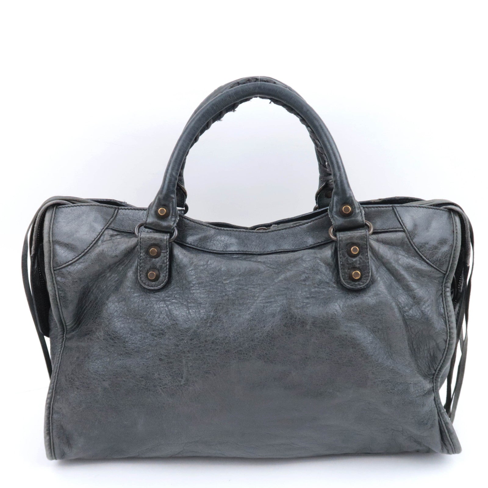 BALENCIAGA The City 2Way Leather Shoulder Bag Gray 115748