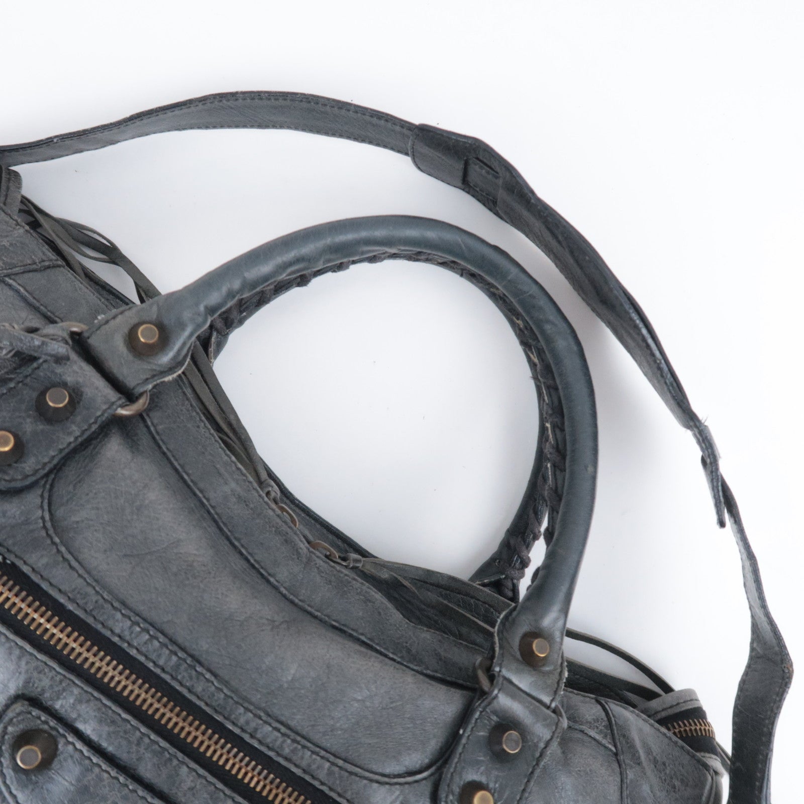 BALENCIAGA The City 2Way Leather Shoulder Bag Gray 115748
