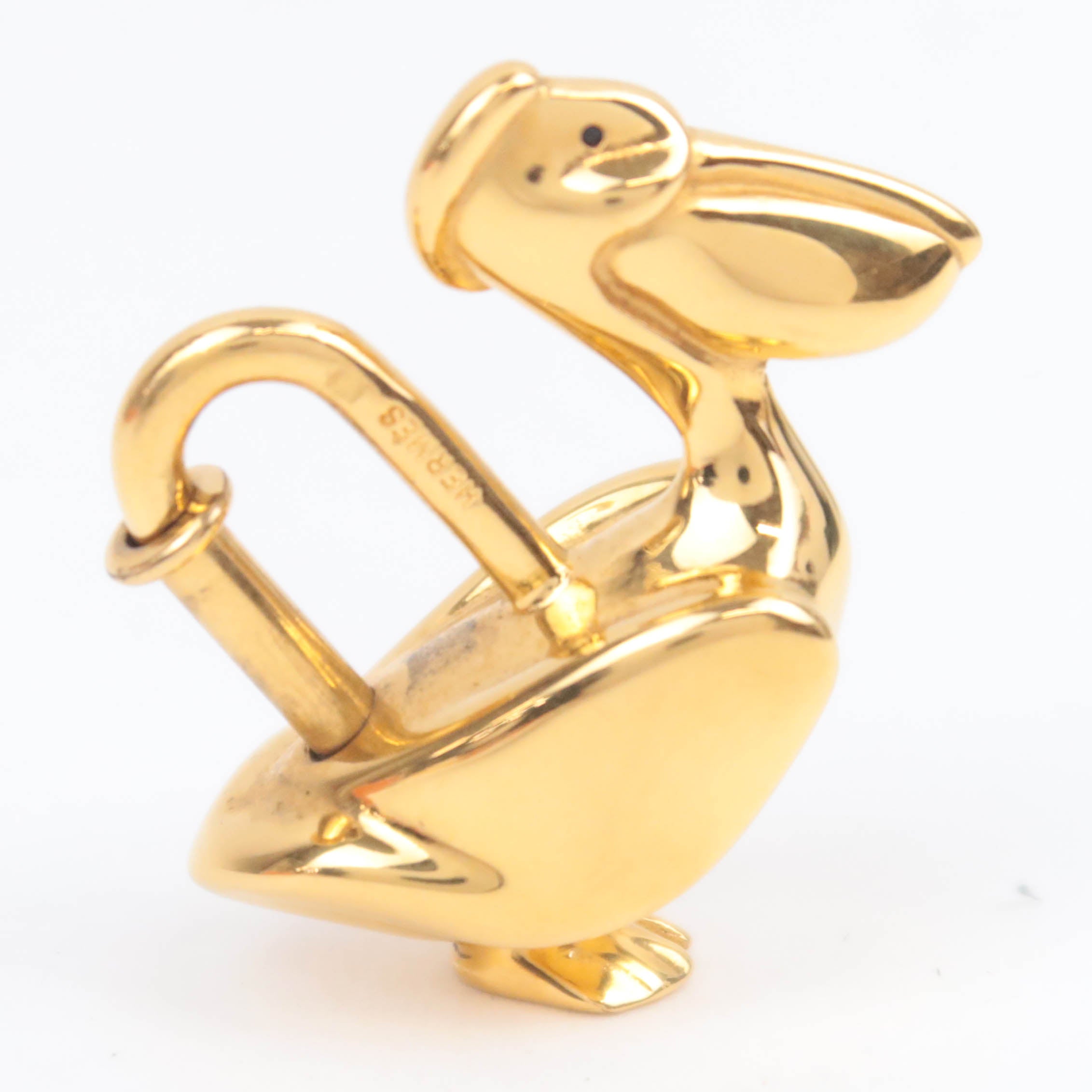 HERMES Pelican Charm Lock Gold Color
