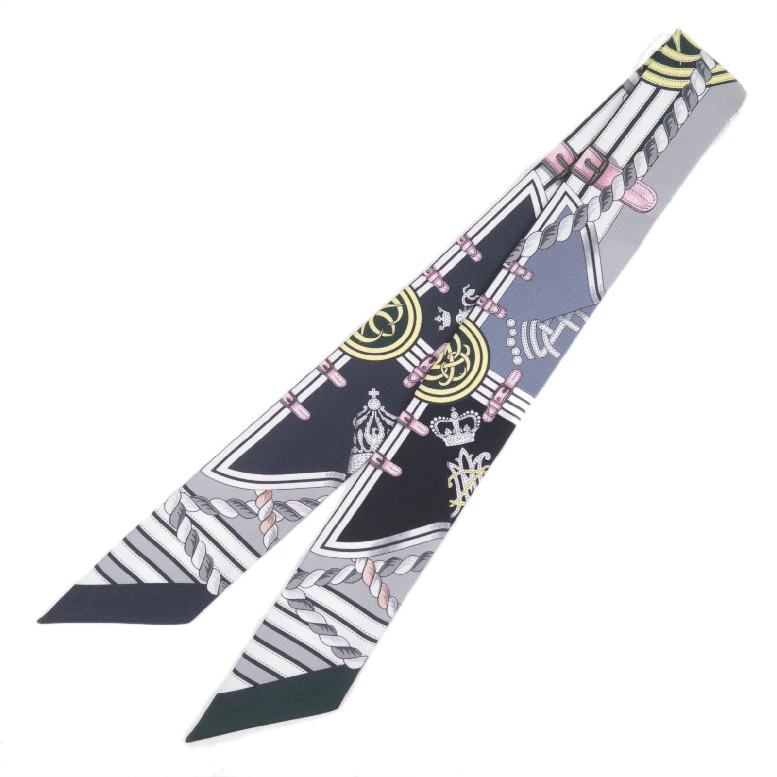 HERMES Twilly Scarf Grande Tenue 100% Silk Gray90902