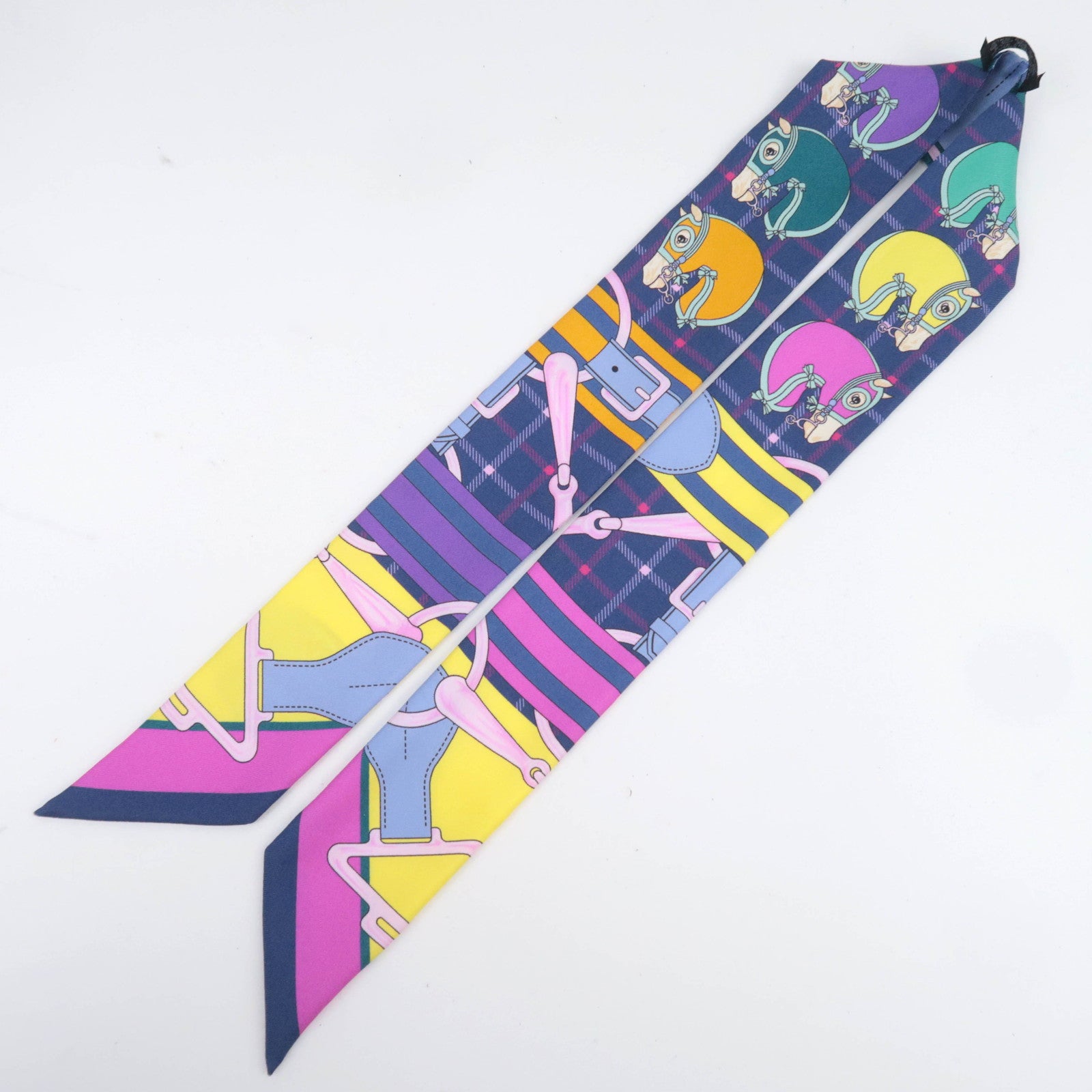 HERMES Twilly Scarf Camails 100% Silk Multicolor