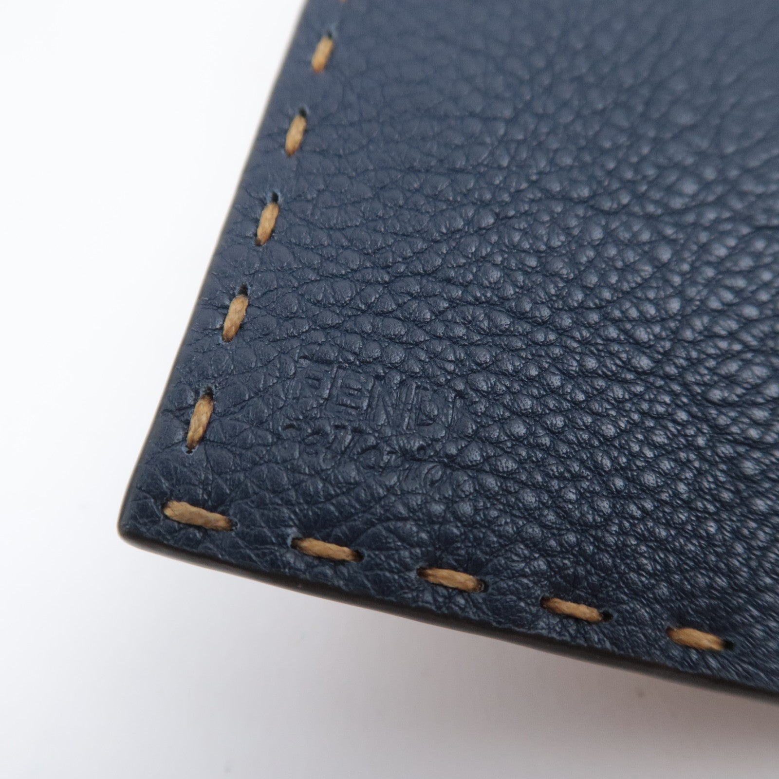 FENDI Selleria Leather Card Case Brown 7M0222