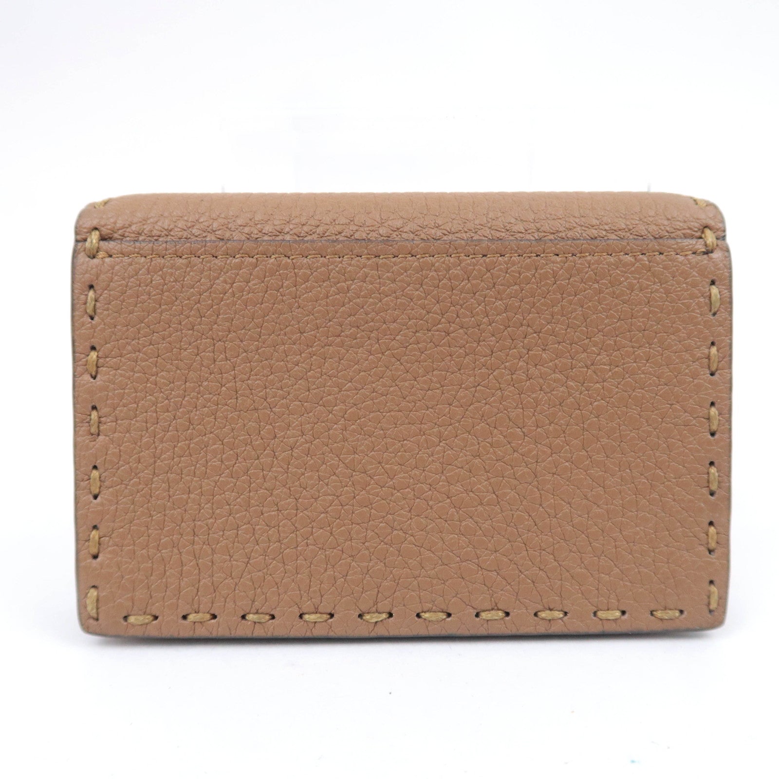 FENDI Selleria Leather Card Case Brown 7M0222