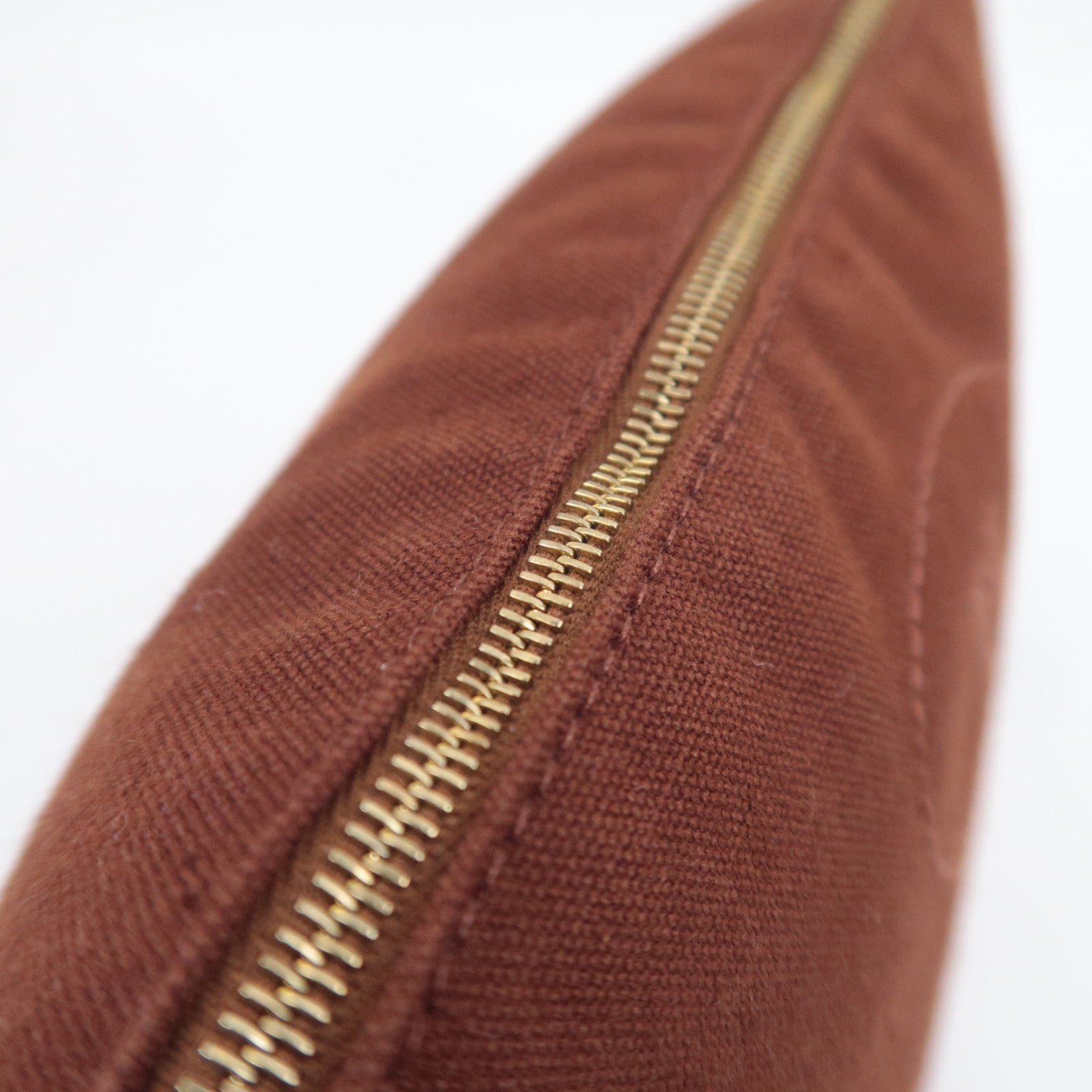 HERMES Bolide Pouch GM (30) Canvas Leather Clutch Bag Brown