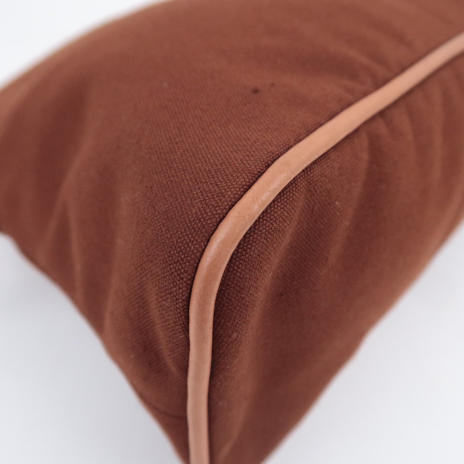 HERMES Bolide Pouch GM (30) Canvas Leather Clutch Bag Brown