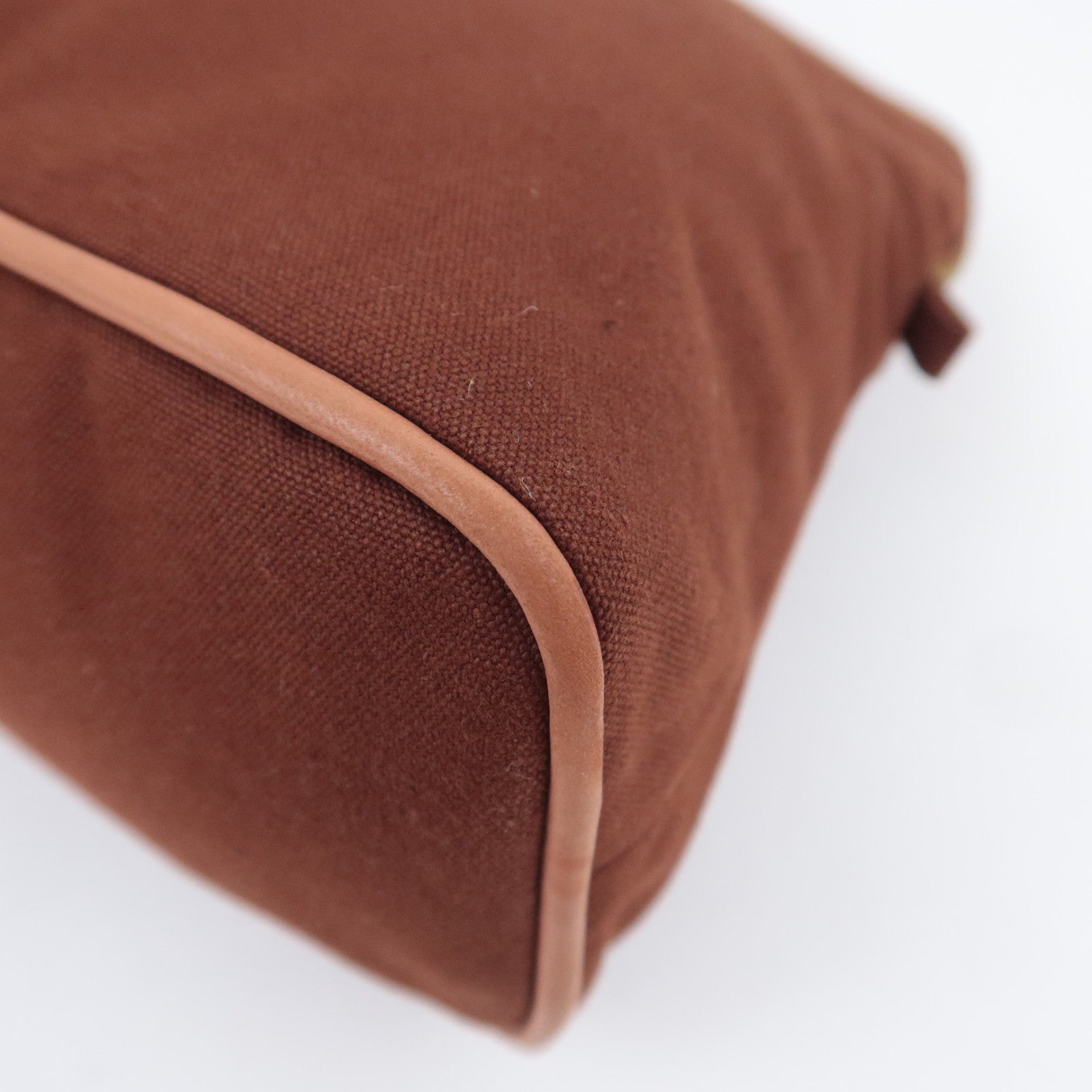 HERMES Bolide Pouch GM (30) Canvas Leather Clutch Bag Brown