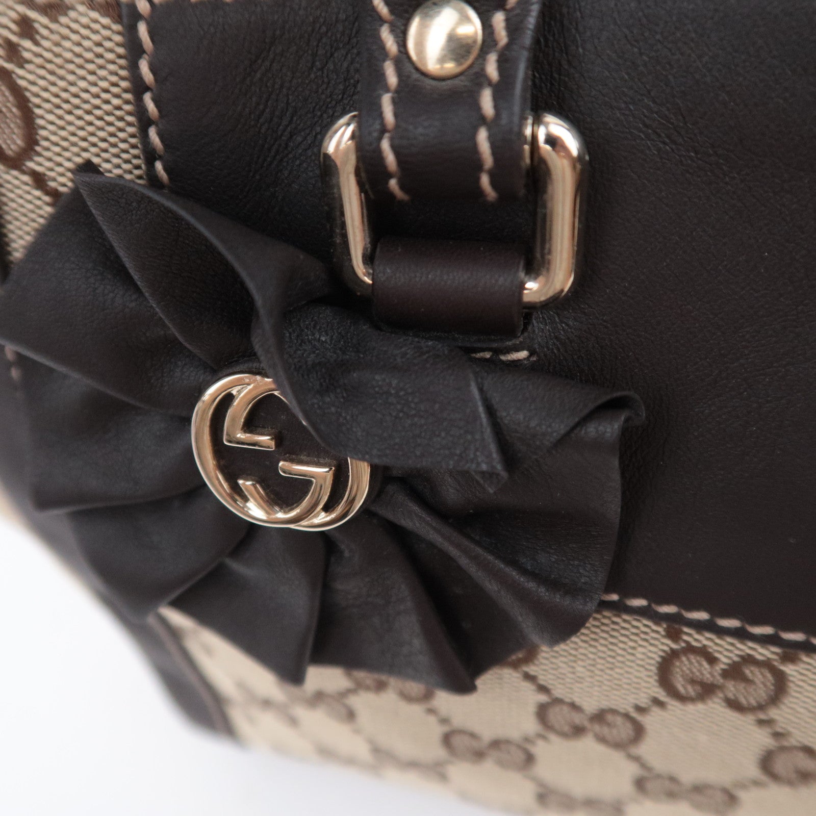 GUCCI GG Canvas Handbag Beige Brown 190247