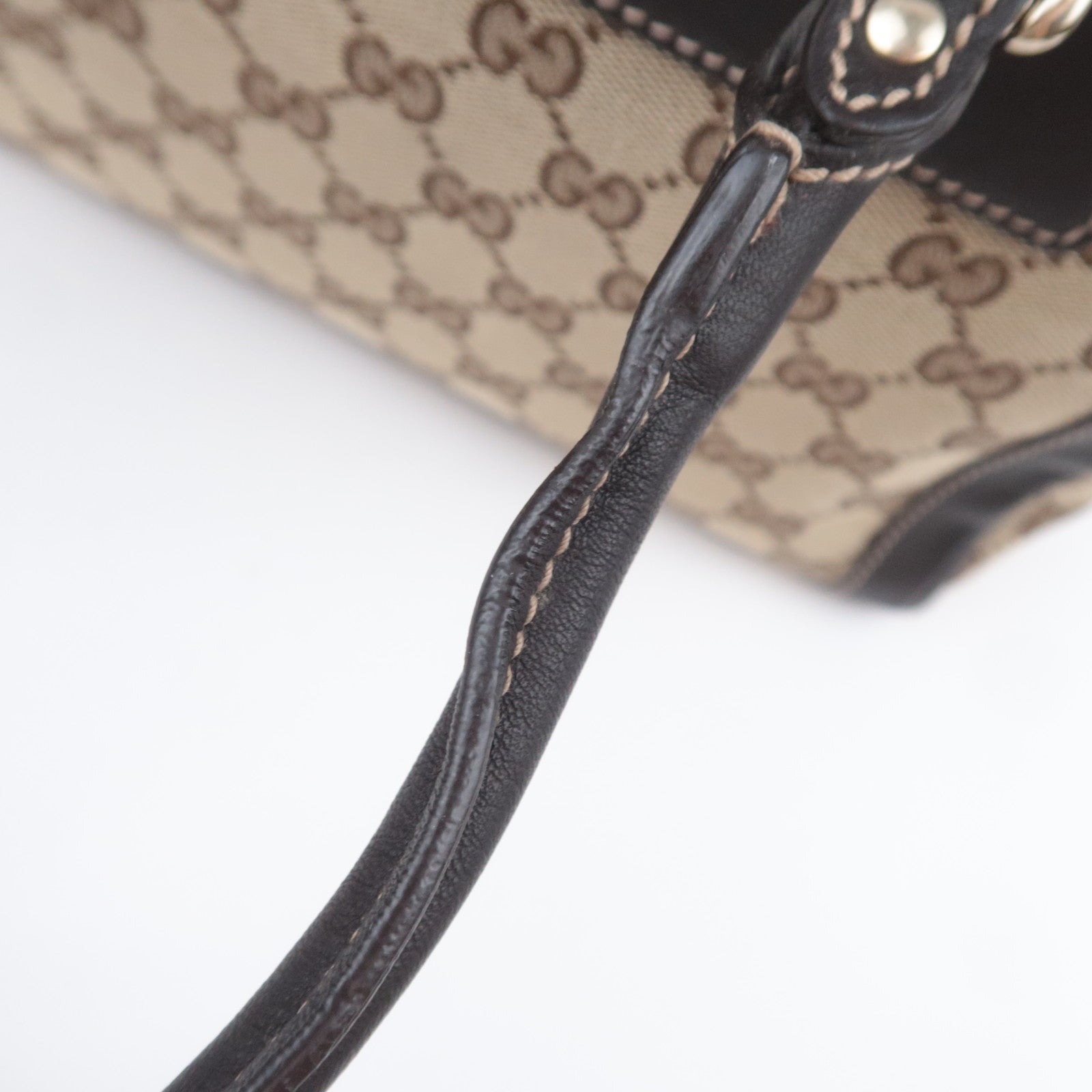 GUCCI GG Canvas Handbag Beige Brown 190247