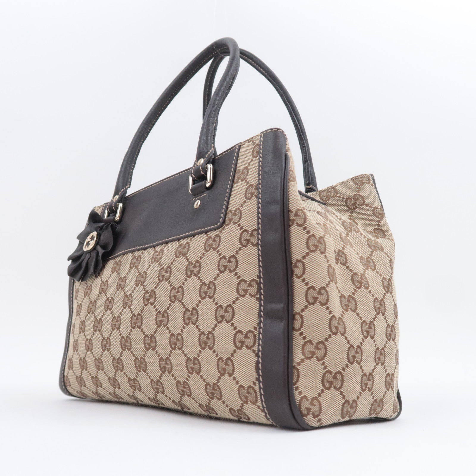 GUCCI GG Canvas Handbag Beige Brown 190247