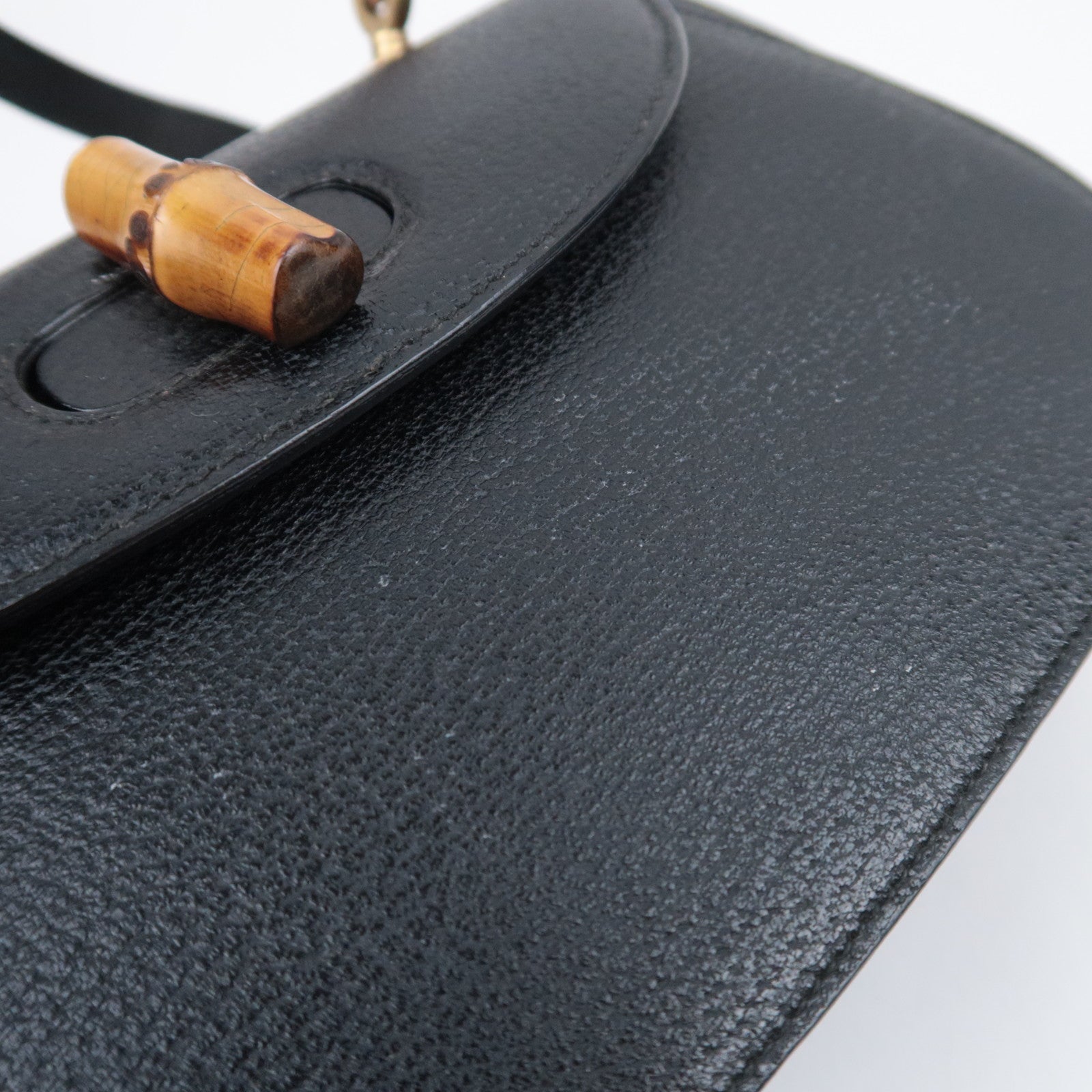 GUCCI Bamboo 2Way Leather Handbag Black 000.406.0188