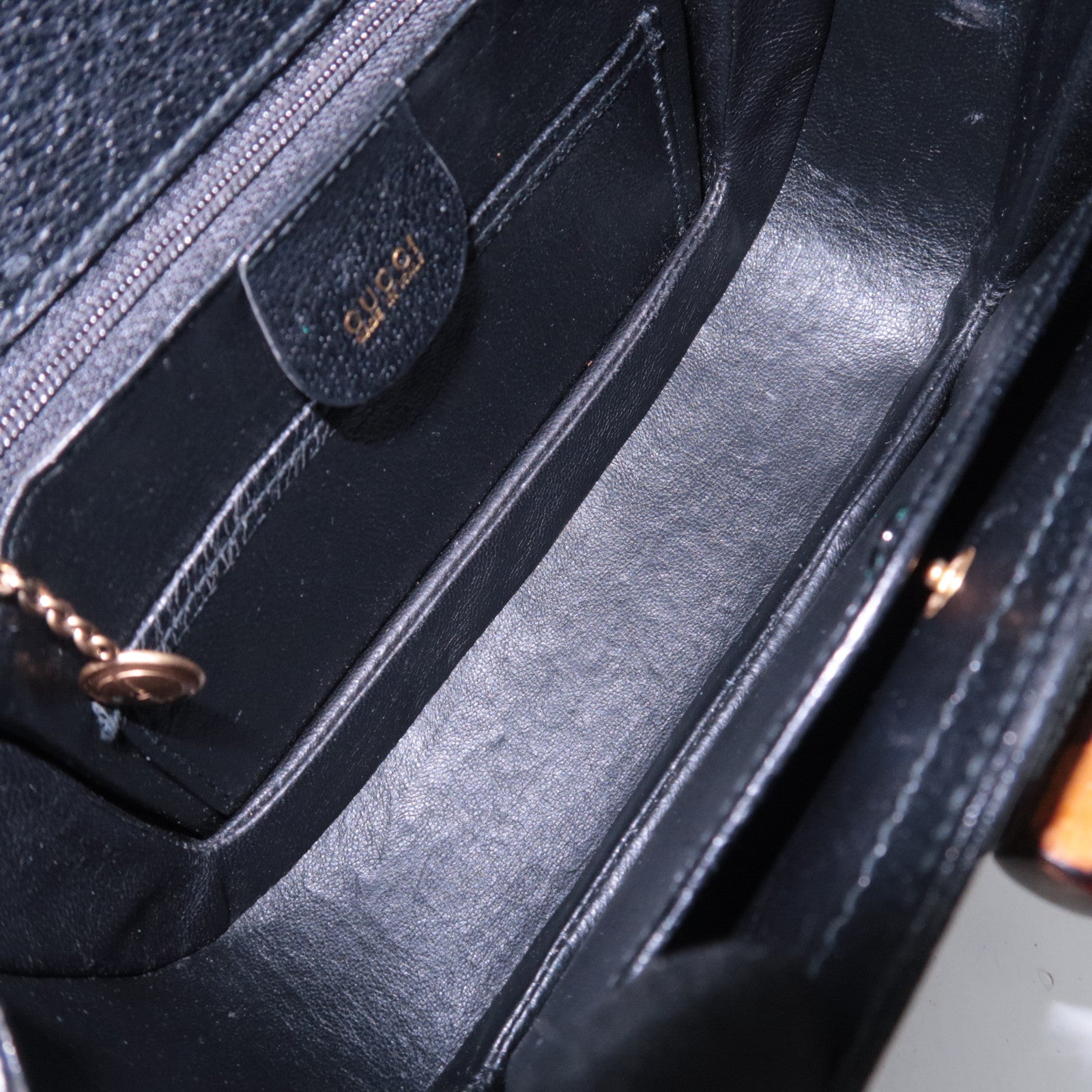 GUCCI Bamboo 2Way Leather Handbag Black 000.406.0188
