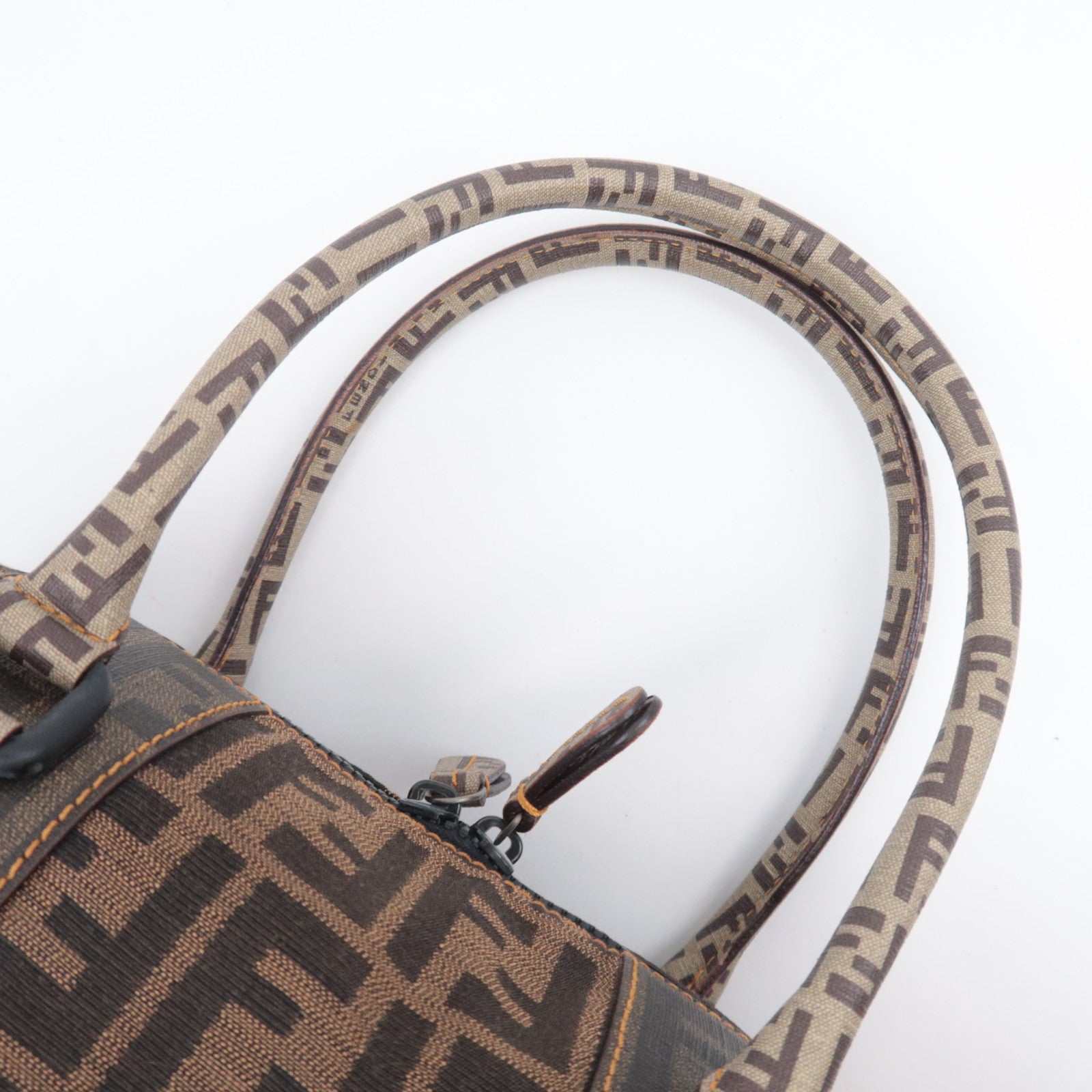 FENDI Zucca Zucchino PVC Boston Bag Brown 8BL095