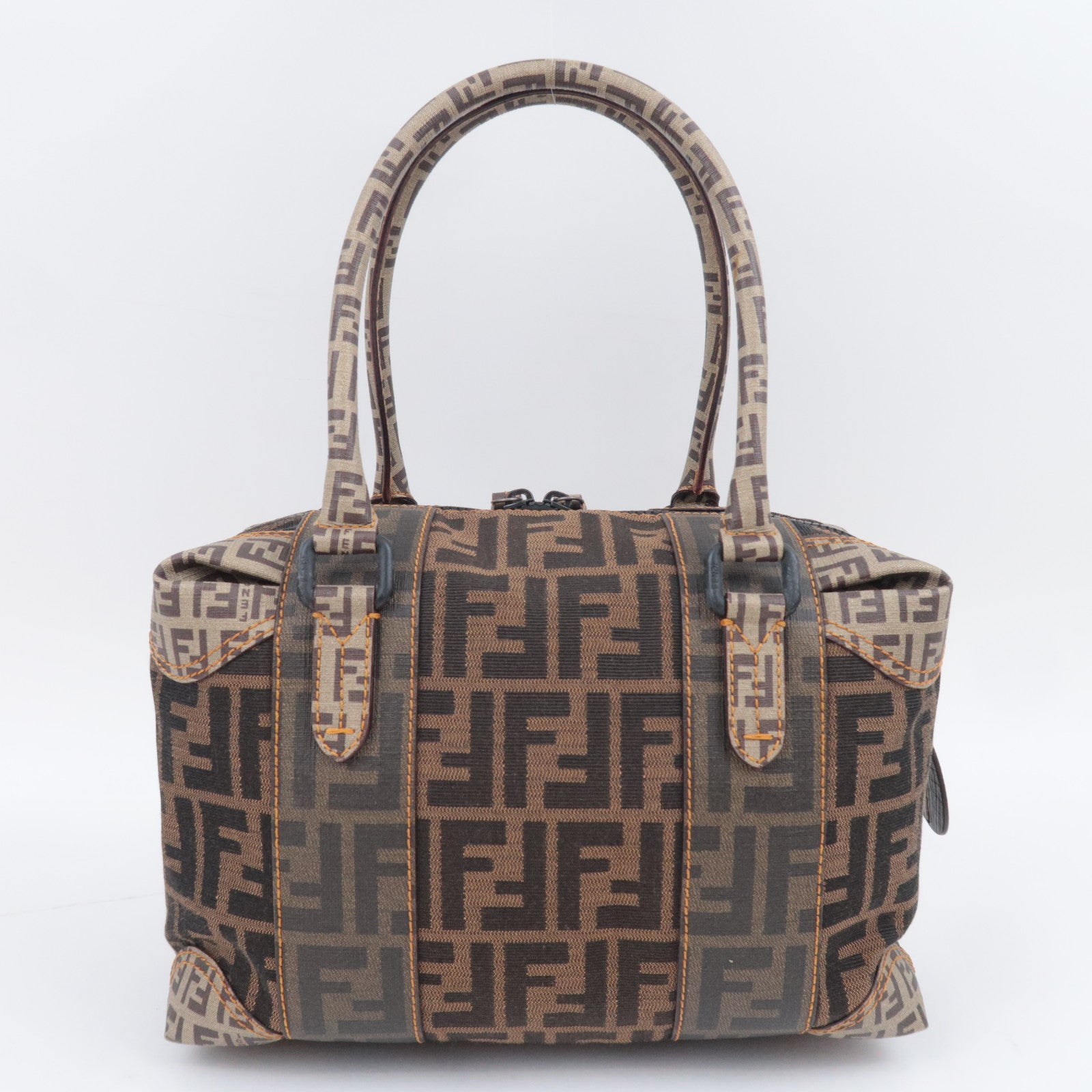 FENDI Zucca Zucchino PVC Boston Bag Brown 8BL095
