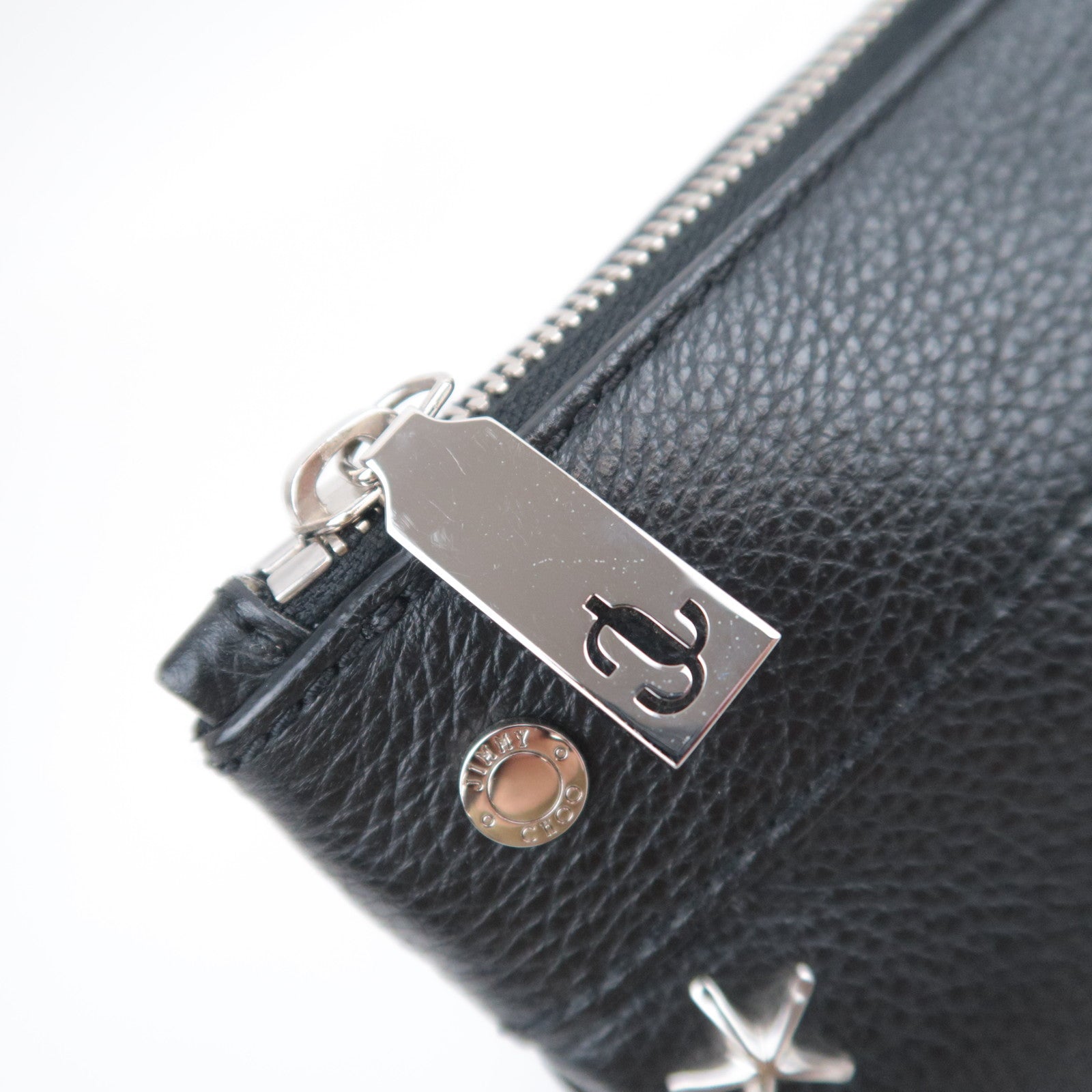 JIMMY CHOO Star Studs Leather Shoulder Bag Black