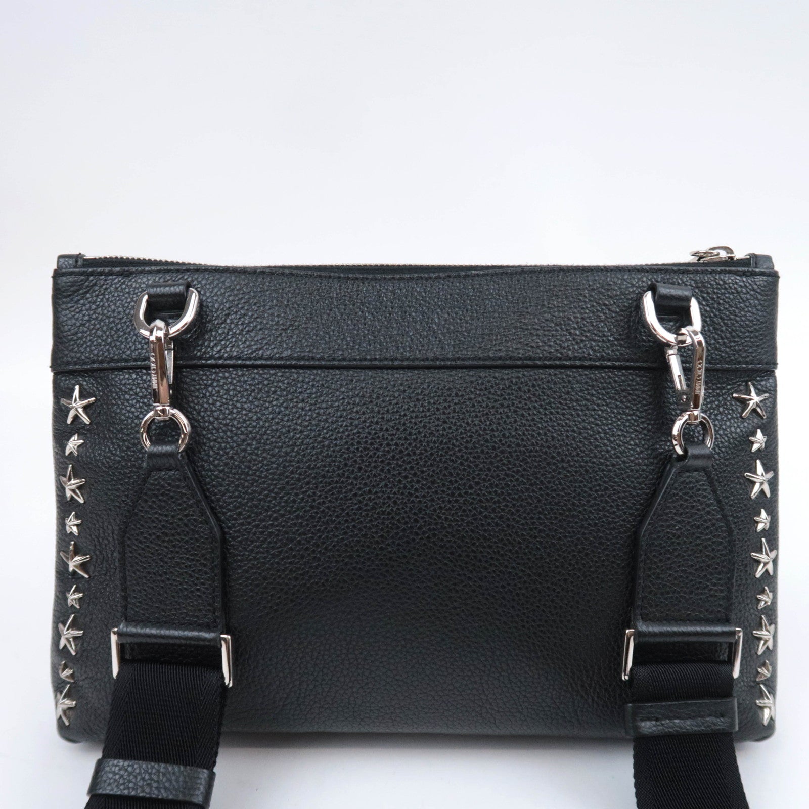 JIMMY CHOO Star Studs Leather Shoulder Bag Black
