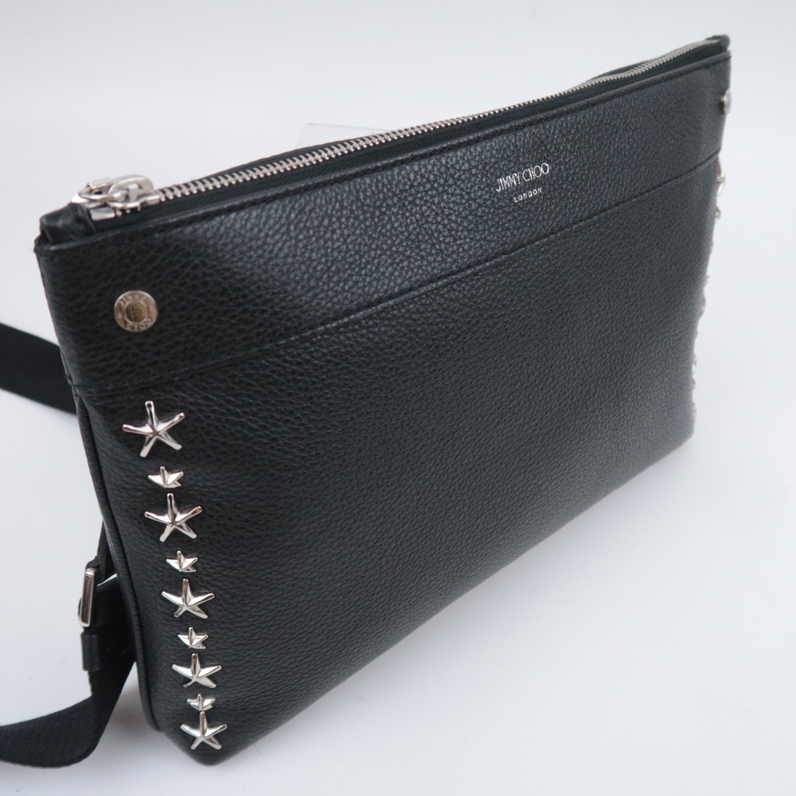 JIMMY CHOO Star Studs Leather Shoulder Bag Black