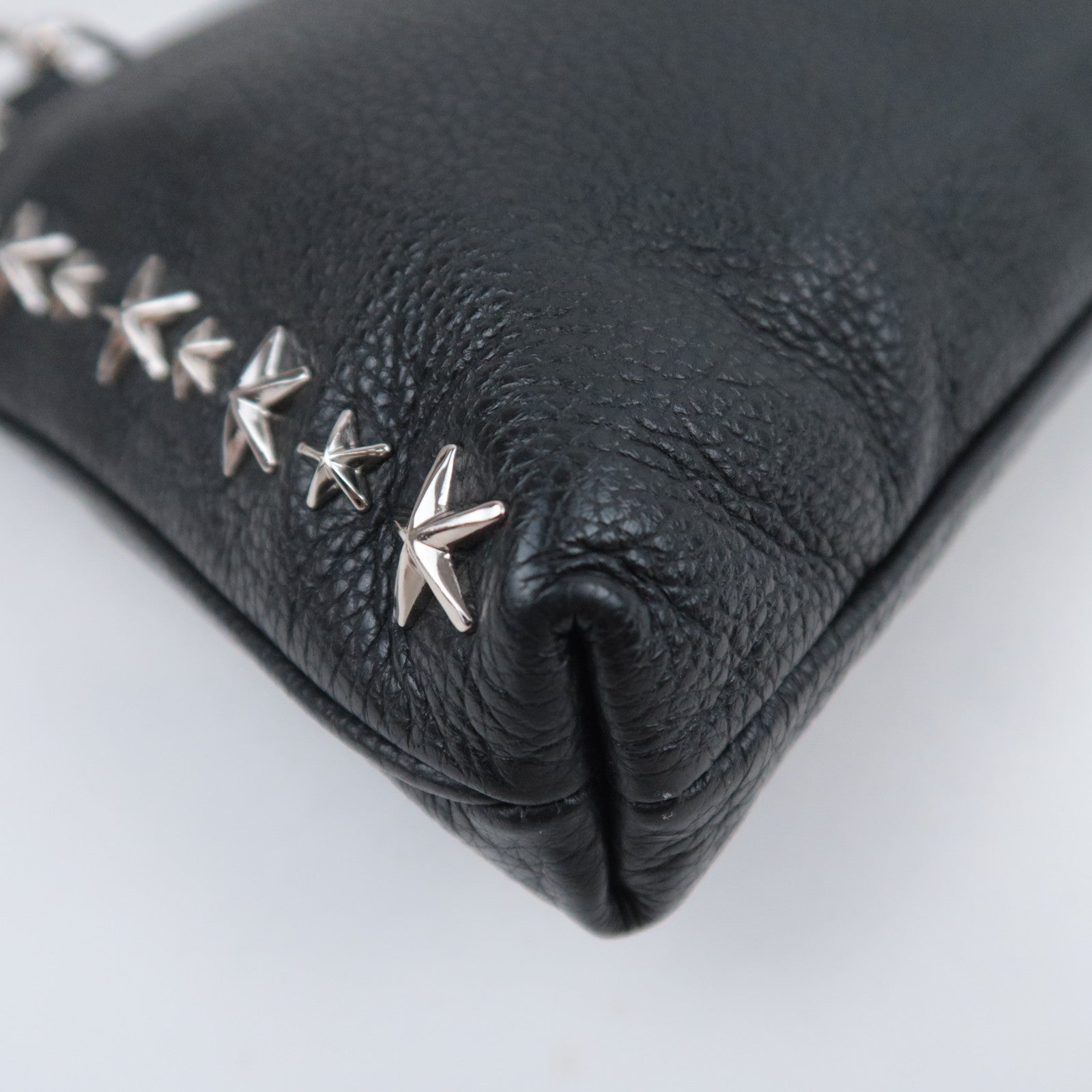 JIMMY CHOO Star Studs Leather Shoulder Bag Black