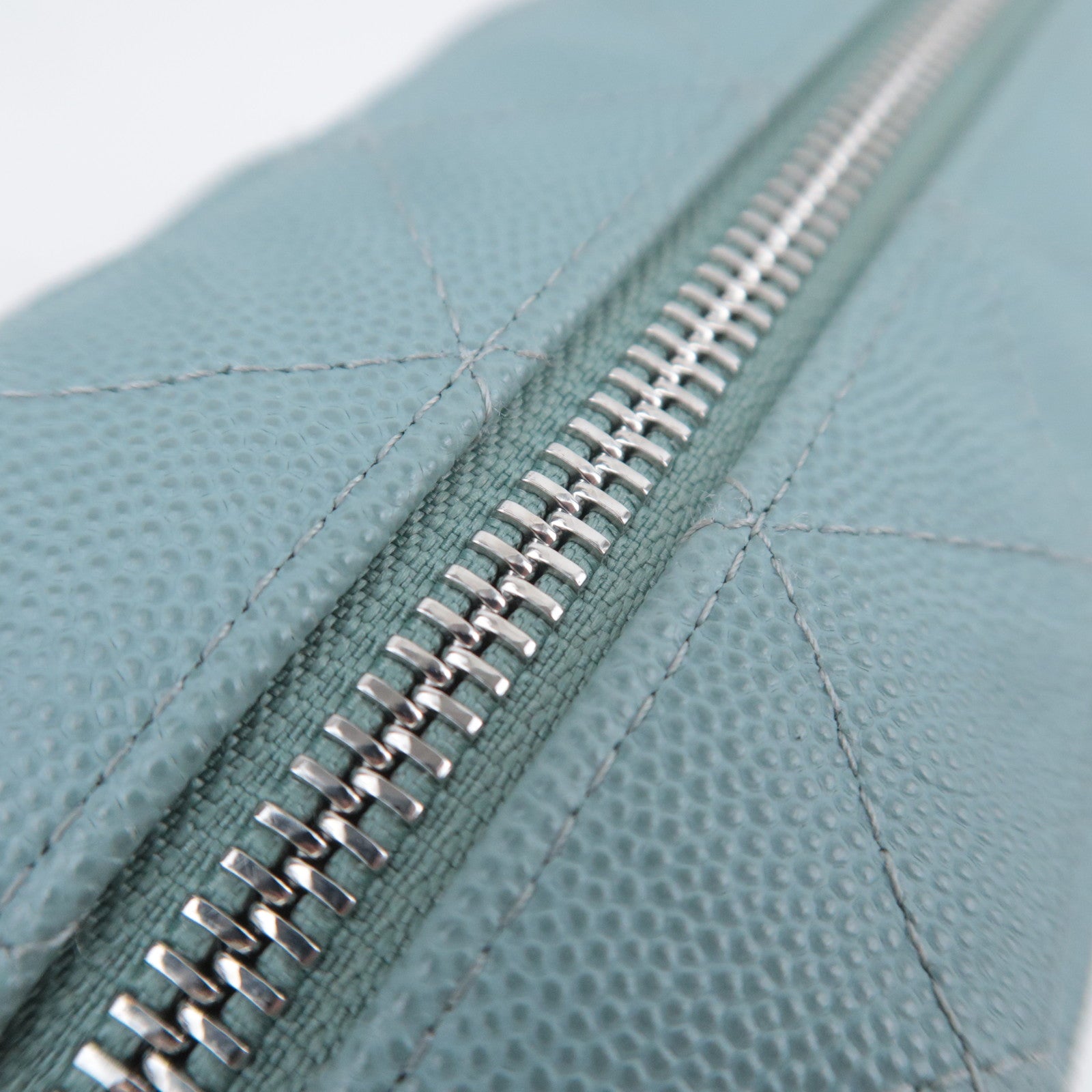 CHANEL Matelasse Chain Shoulder Bag Caviarskin Light Blue Silver HDW