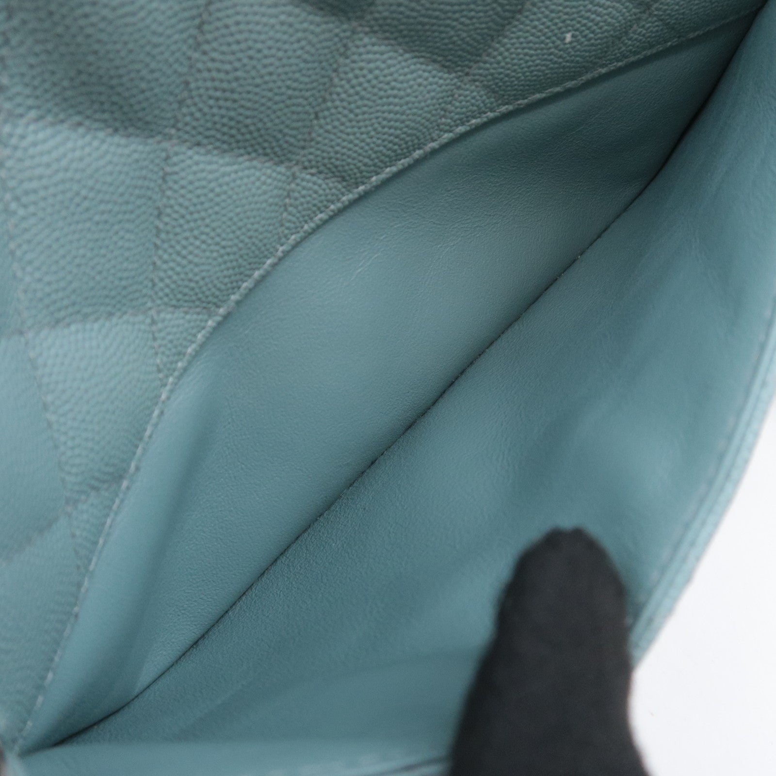 CHANEL Matelasse Chain Shoulder Bag Caviarskin Light Blue Silver HDW
