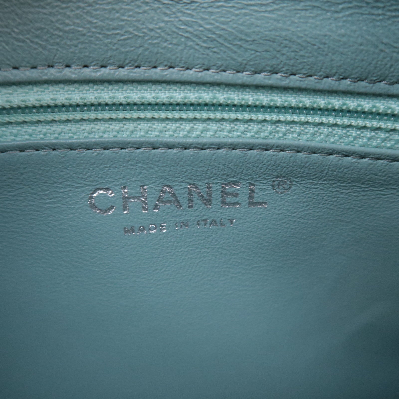 CHANEL Matelasse Chain Shoulder Bag Caviarskin Light Blue Silver HDW