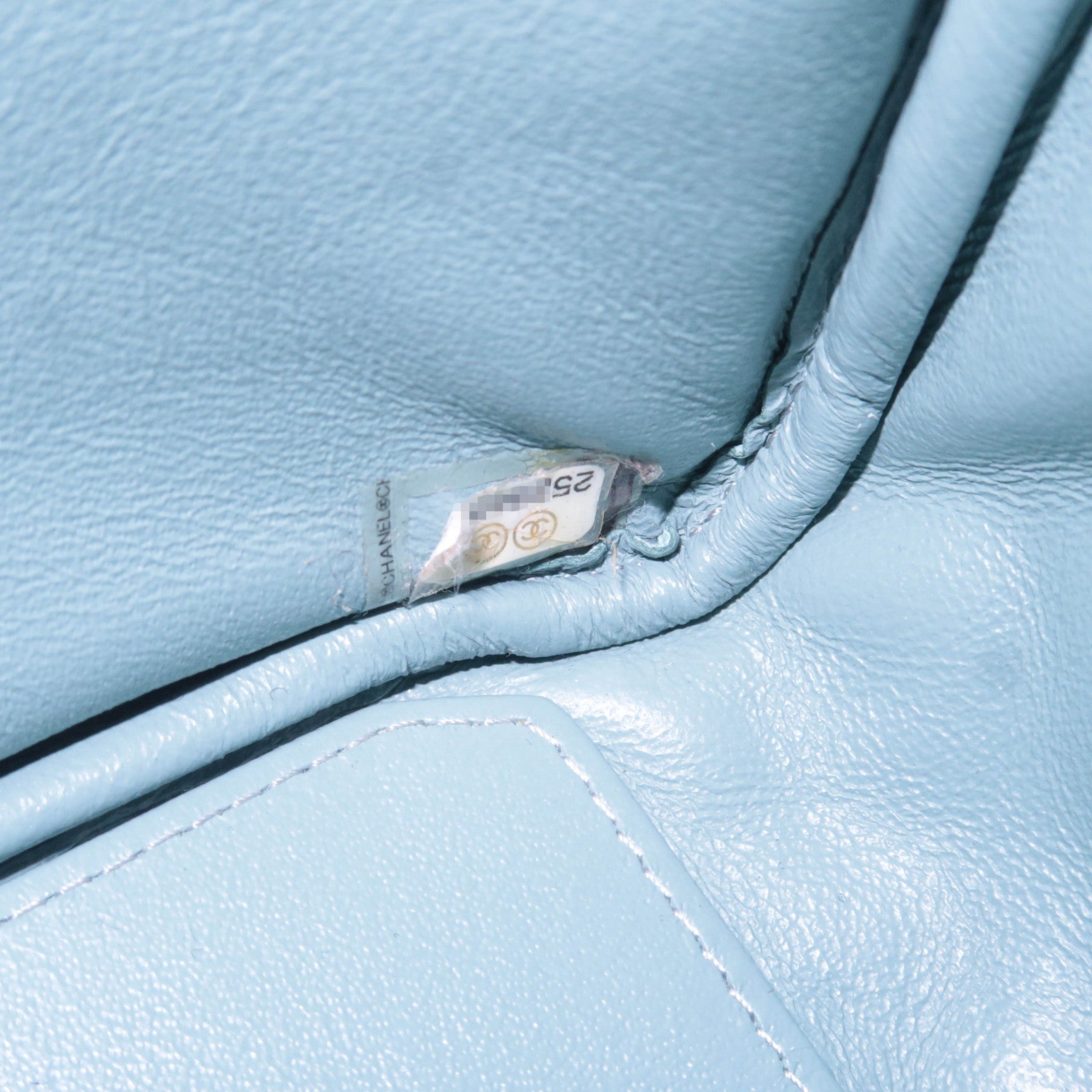 CHANEL Matelasse Chain Shoulder Bag Caviarskin Light Blue Silver HDW