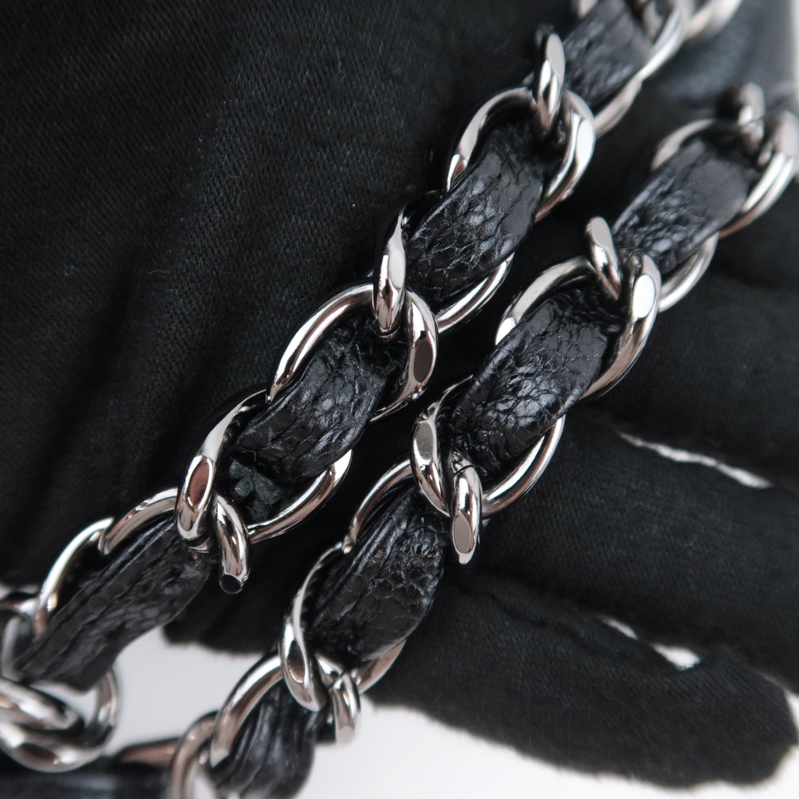 CHANEL Matelasse Chain Tote Bag Caviarskin Black Silver HDW