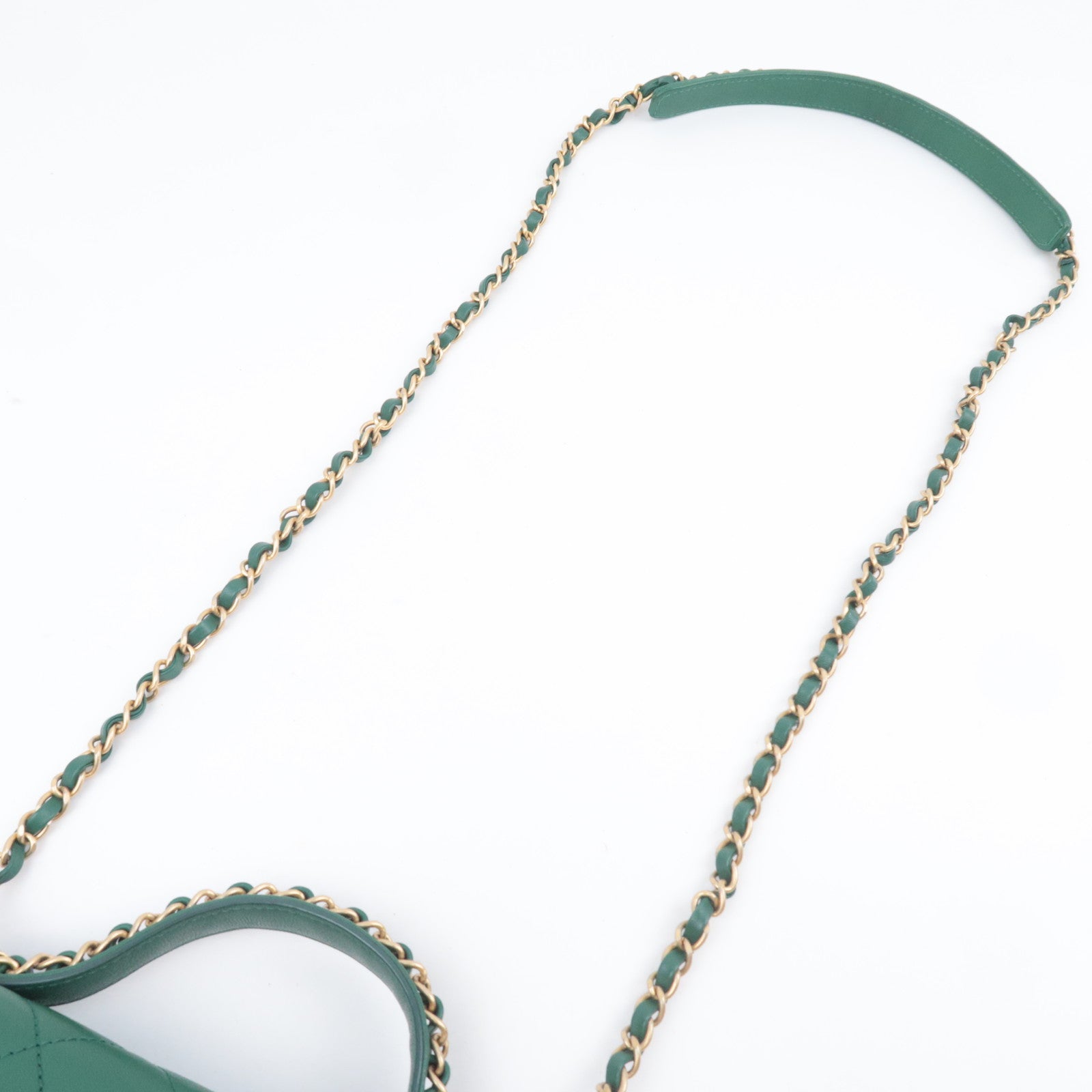 CHANEL 19 Dixneuf 2Way Chain Shoulder Bag Lambskin Green Gold HDW