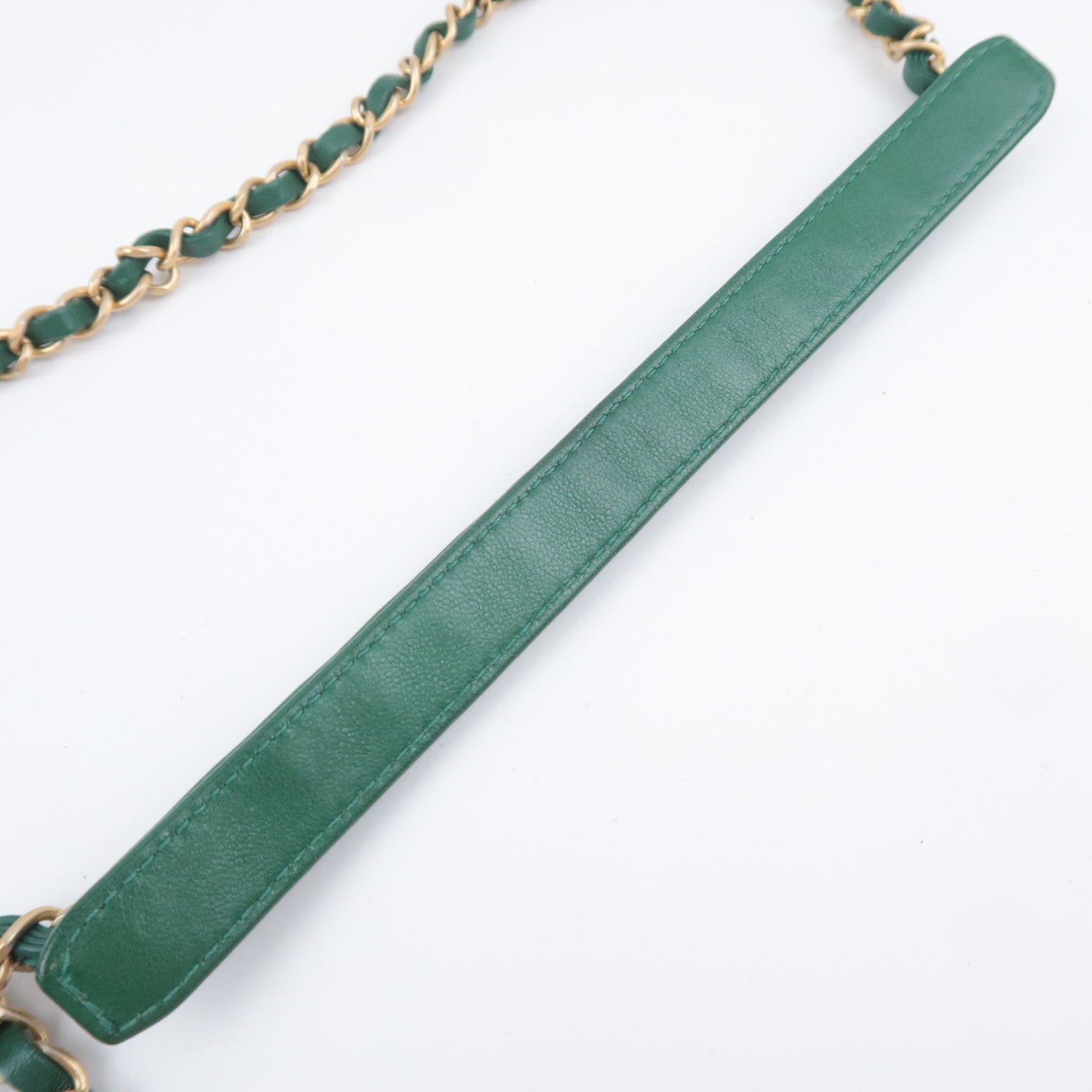 CHANEL 19 Dixneuf 2Way Chain Shoulder Bag Lambskin Green Gold HDW