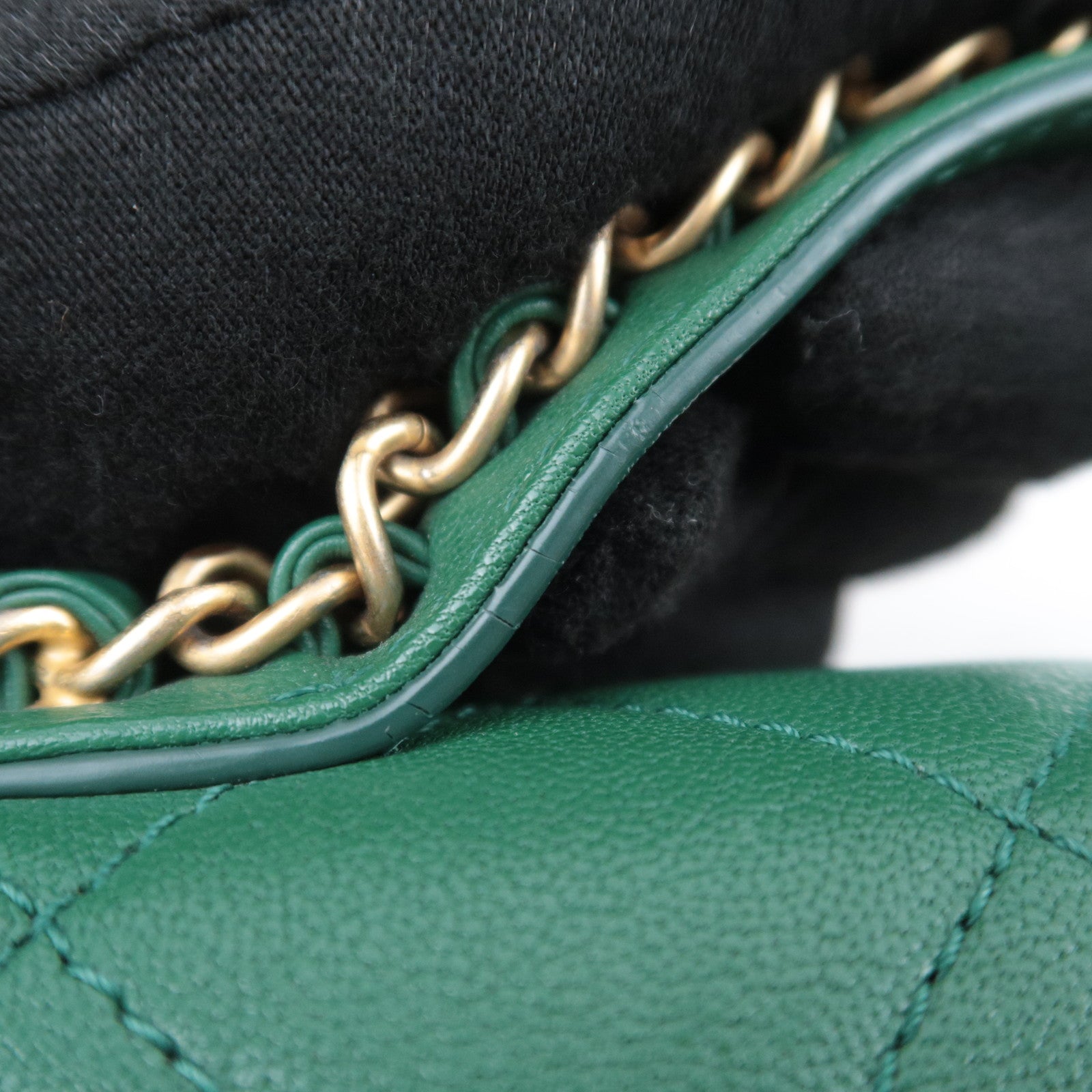CHANEL 19 Dixneuf 2Way Chain Shoulder Bag Lambskin Green Gold HDW