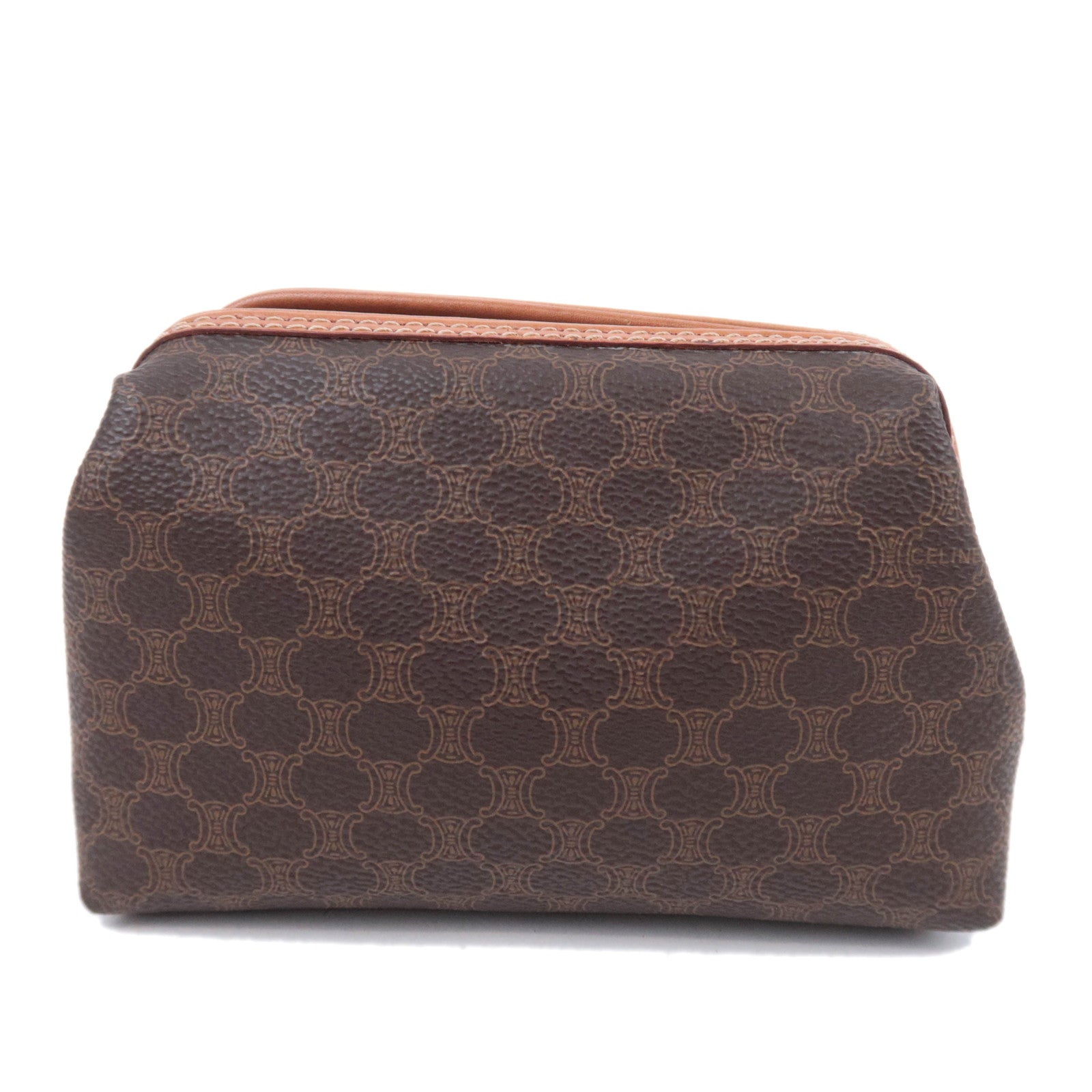 CELINE Macadam PVC Leather Cosmetic Pouch Brown90969