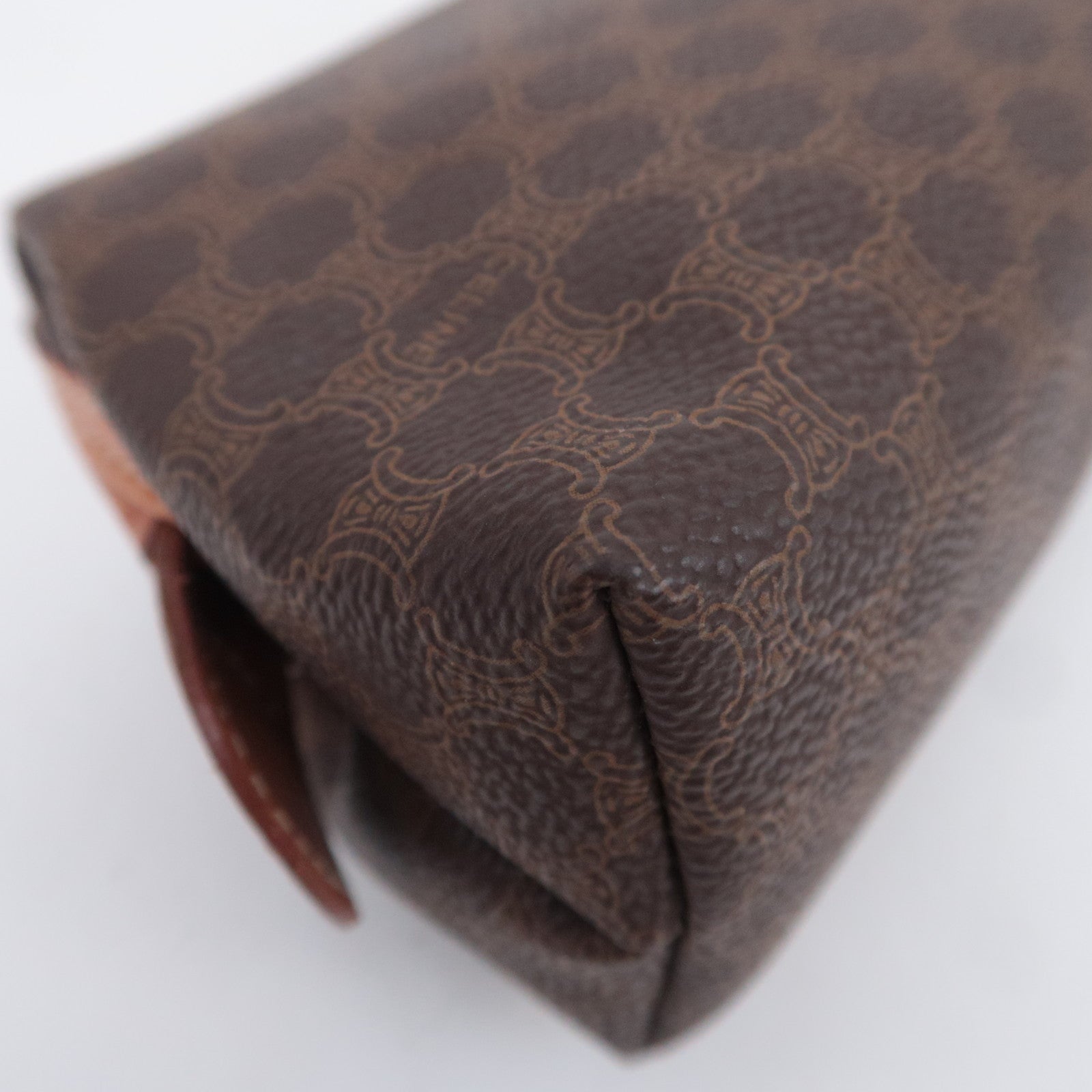CELINE Macadam PVC Leather Cosmetic Pouch Brown