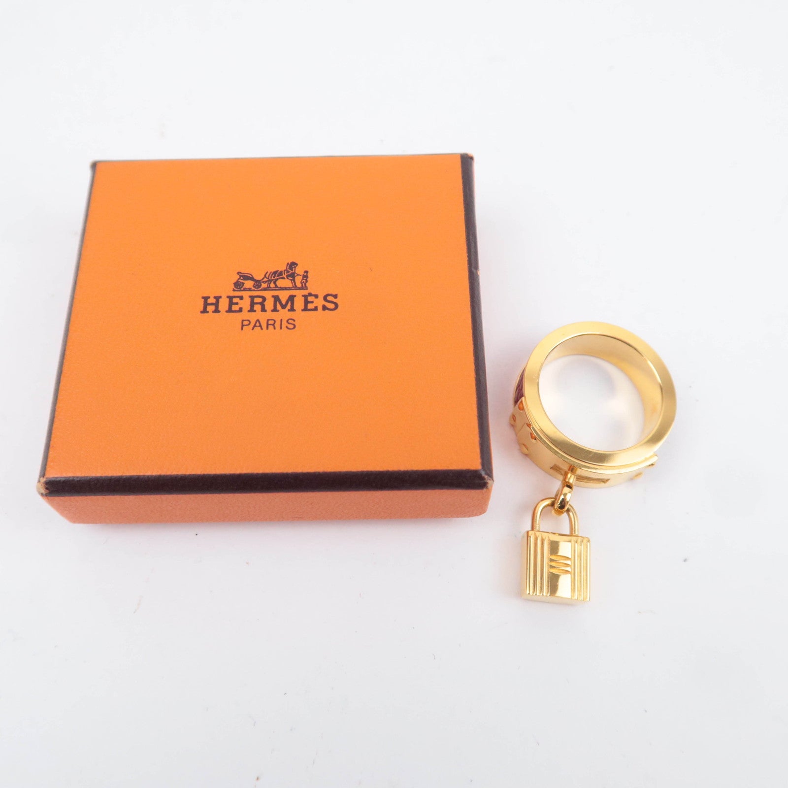 HERMES Kelly Scarf Ring Gold Red