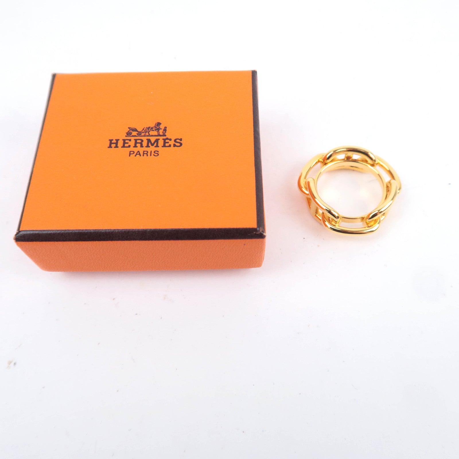 HERMES Chaine D'Ancre Scarf Ring Gold Color