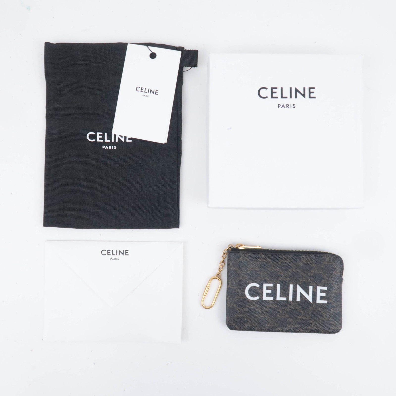 CELINE Triomphe PVC Coin Case Black Brown