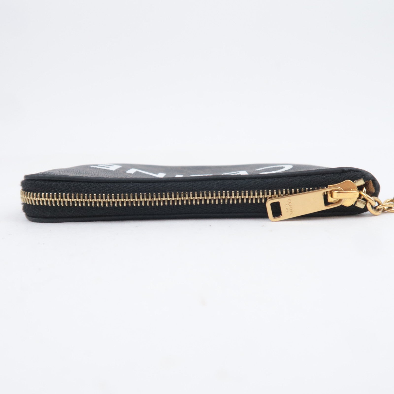 CELINE Triomphe PVC Coin Case Black Brown
