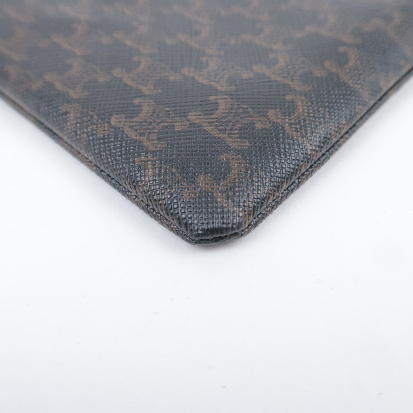 CELINE Triomphe PVC Coin Case Black Brown