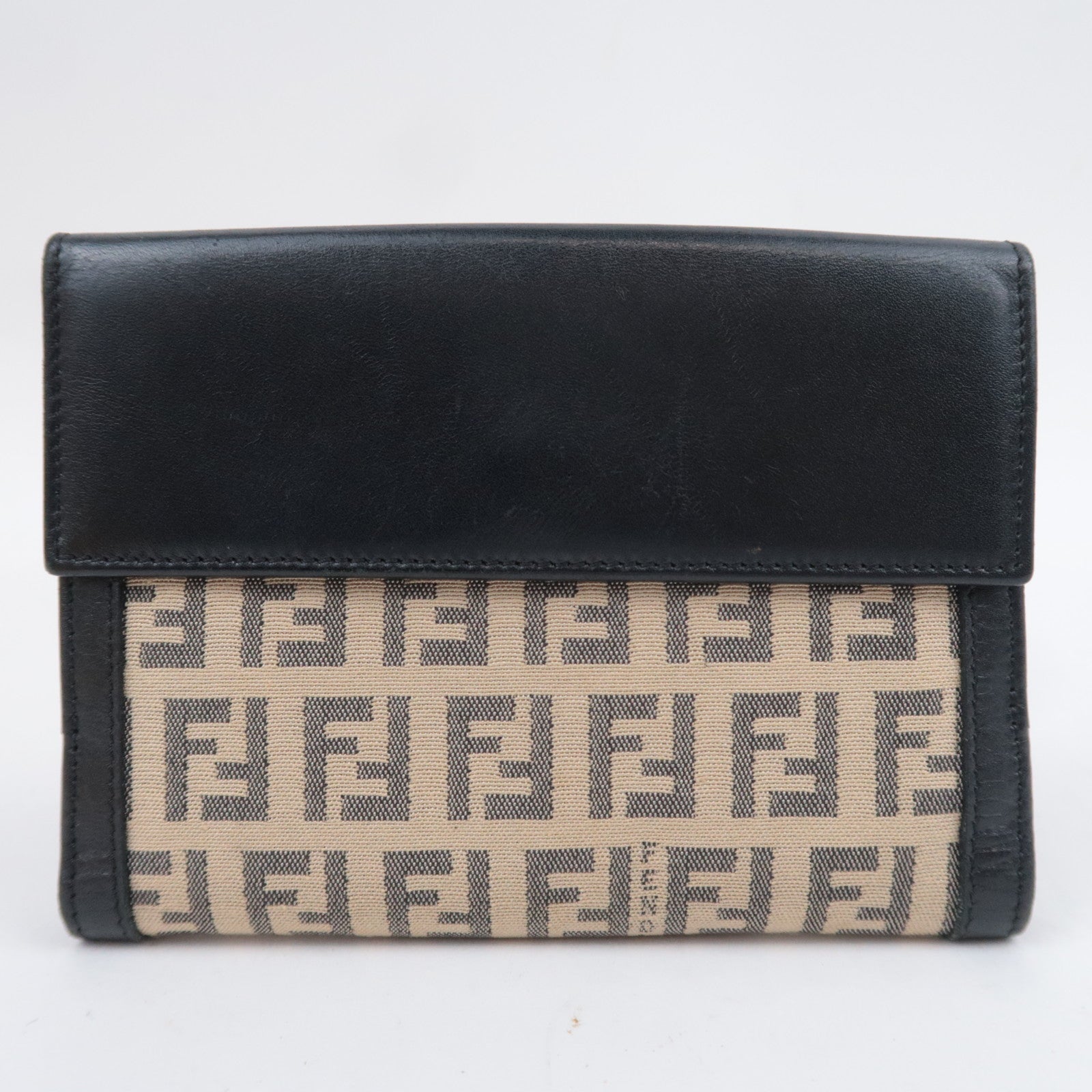 FENDI Zucchino Canvas Leather Wallet Beige 8M0160