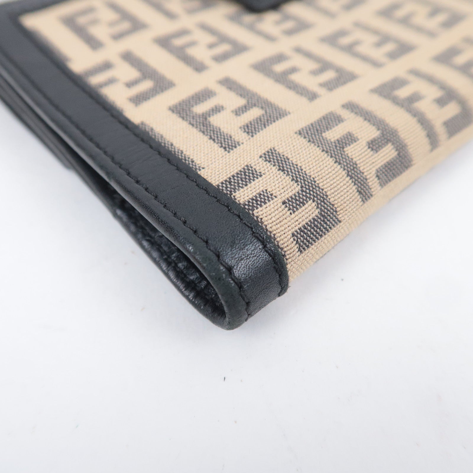 FENDI Zucchino Canvas Leather Wallet Beige 8M0160
