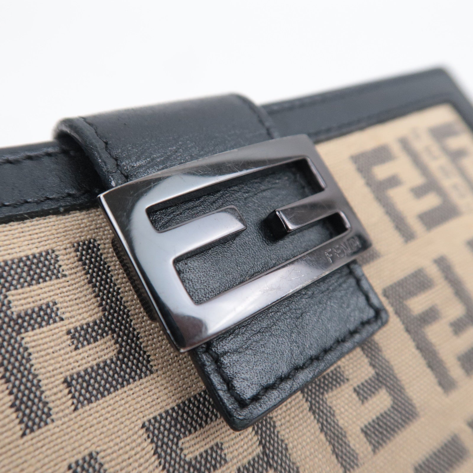 FENDI Zucchino Canvas Leather Wallet Beige 8M0160