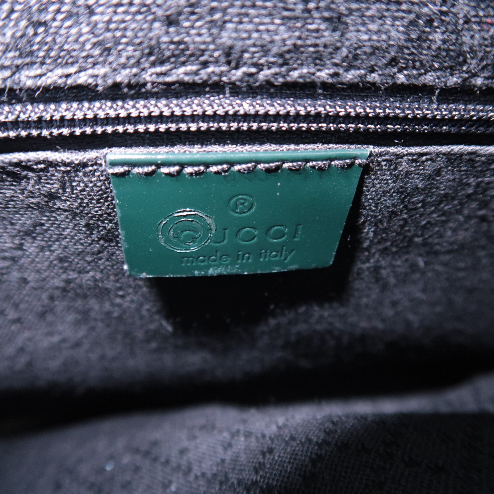 GUCCI Bamboo Leather Handbag Dark Green 002.8260