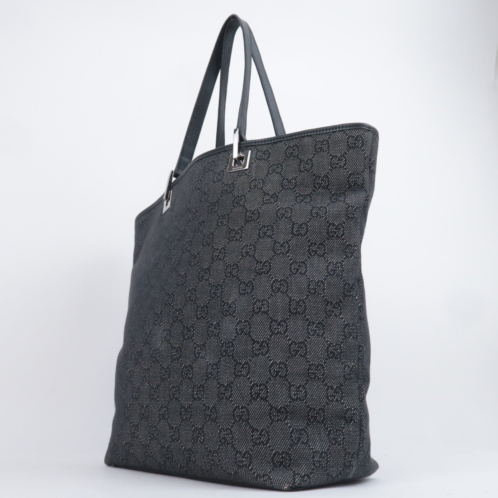 GUCCI GG Denim Tote Bag Black Denim 31243