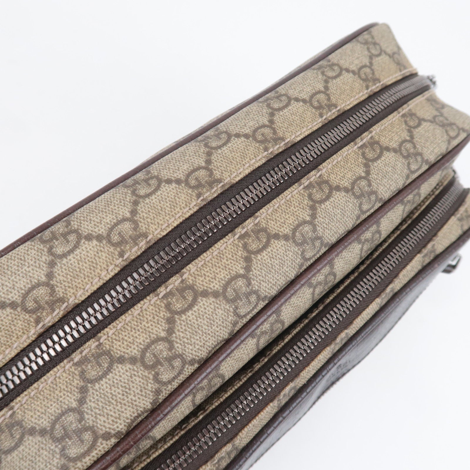 GUCCI GG Supreme Shoulder Bag Beige Brown 114531