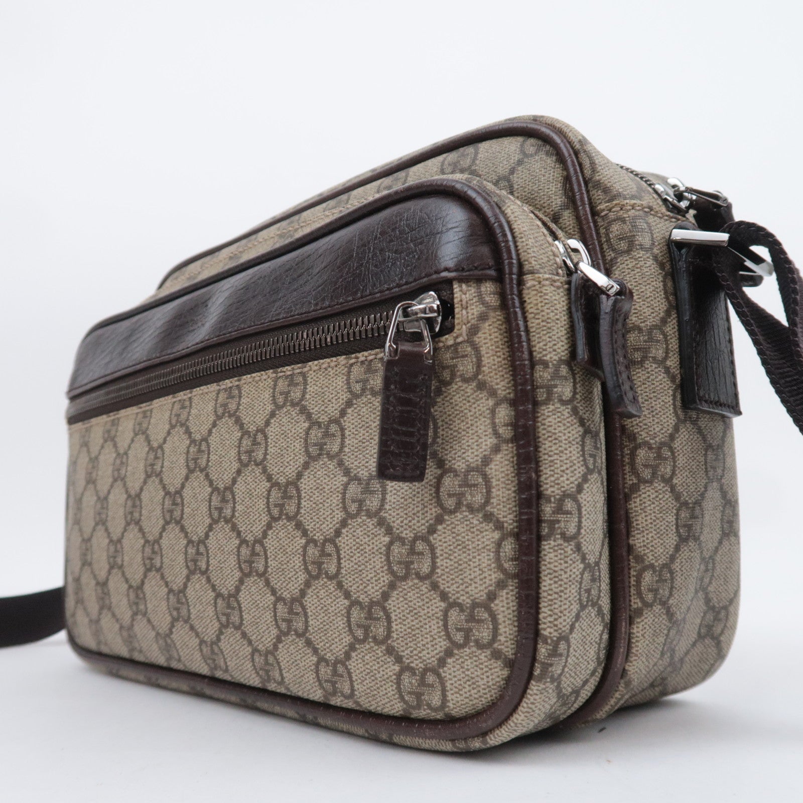 GUCCI GG Supreme Shoulder Bag Beige Brown 114531