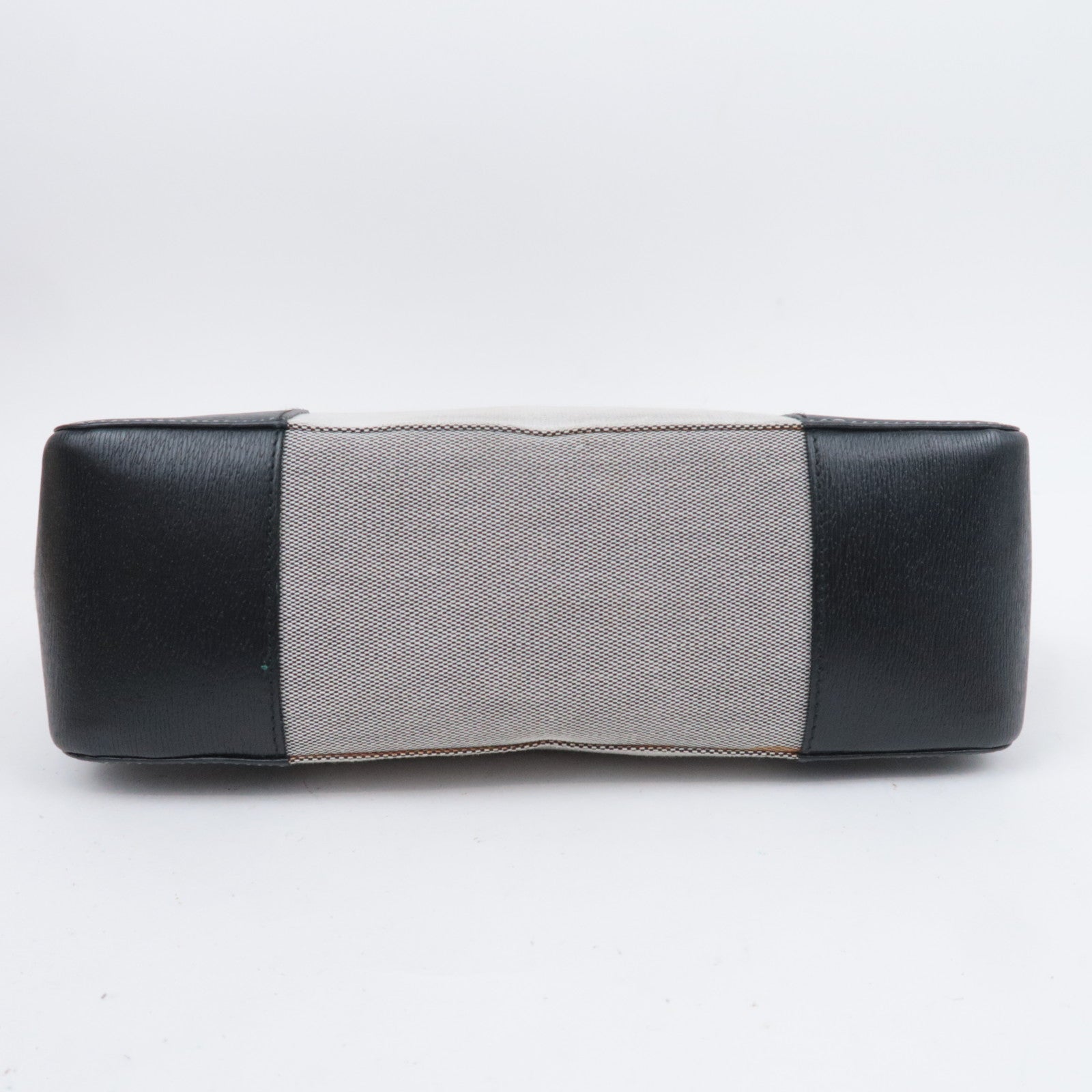 GUCCI G Logo Canvas Leather Handbag Gray Black 002.1103
